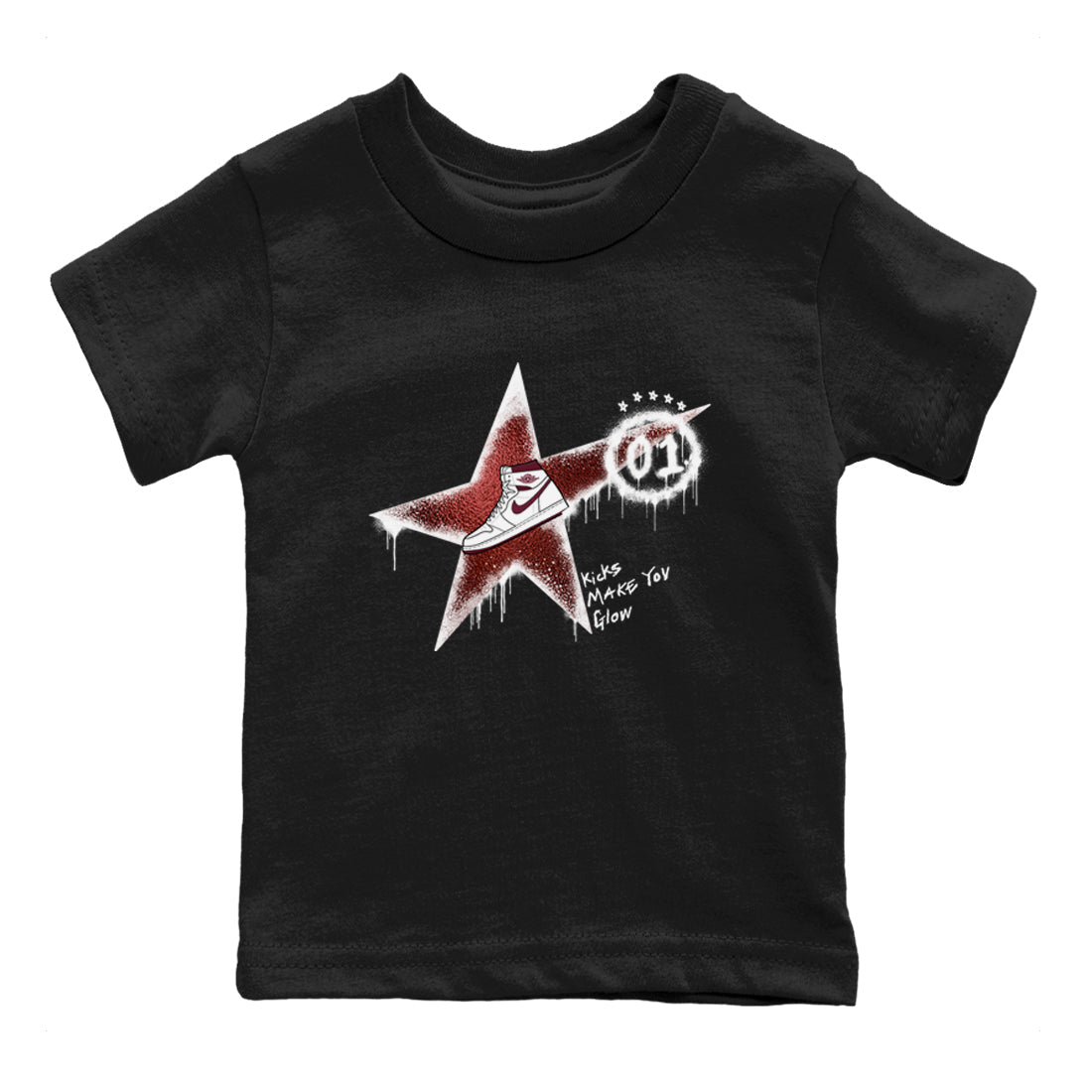 Kicks Make You Glow snkmatch Tees Kids - Air Jordan 1 Metallic Burgundy