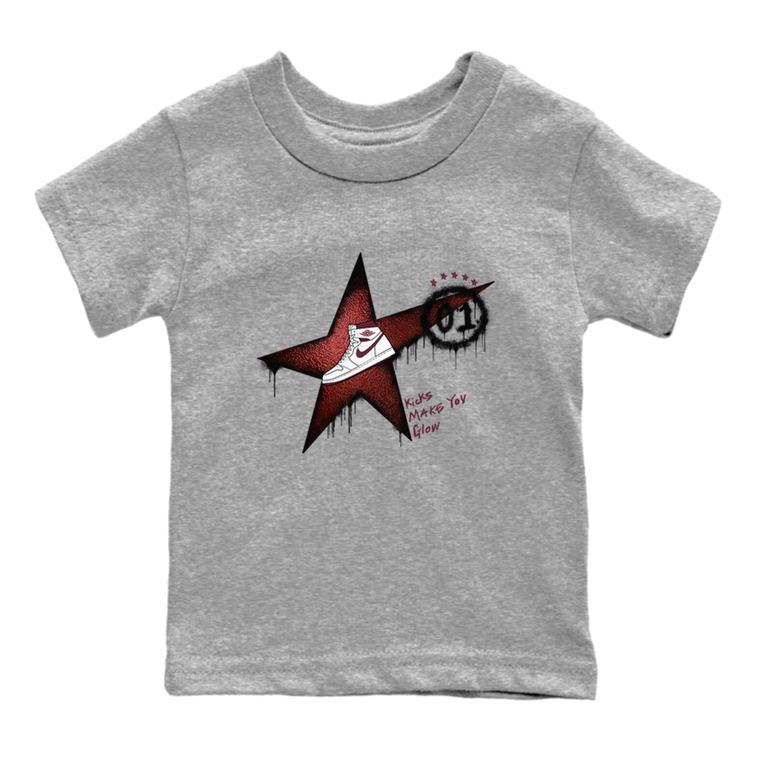 Kicks Make You Glow snkmatch Tees Kids - Air Jordan 1 Metallic Burgundy
