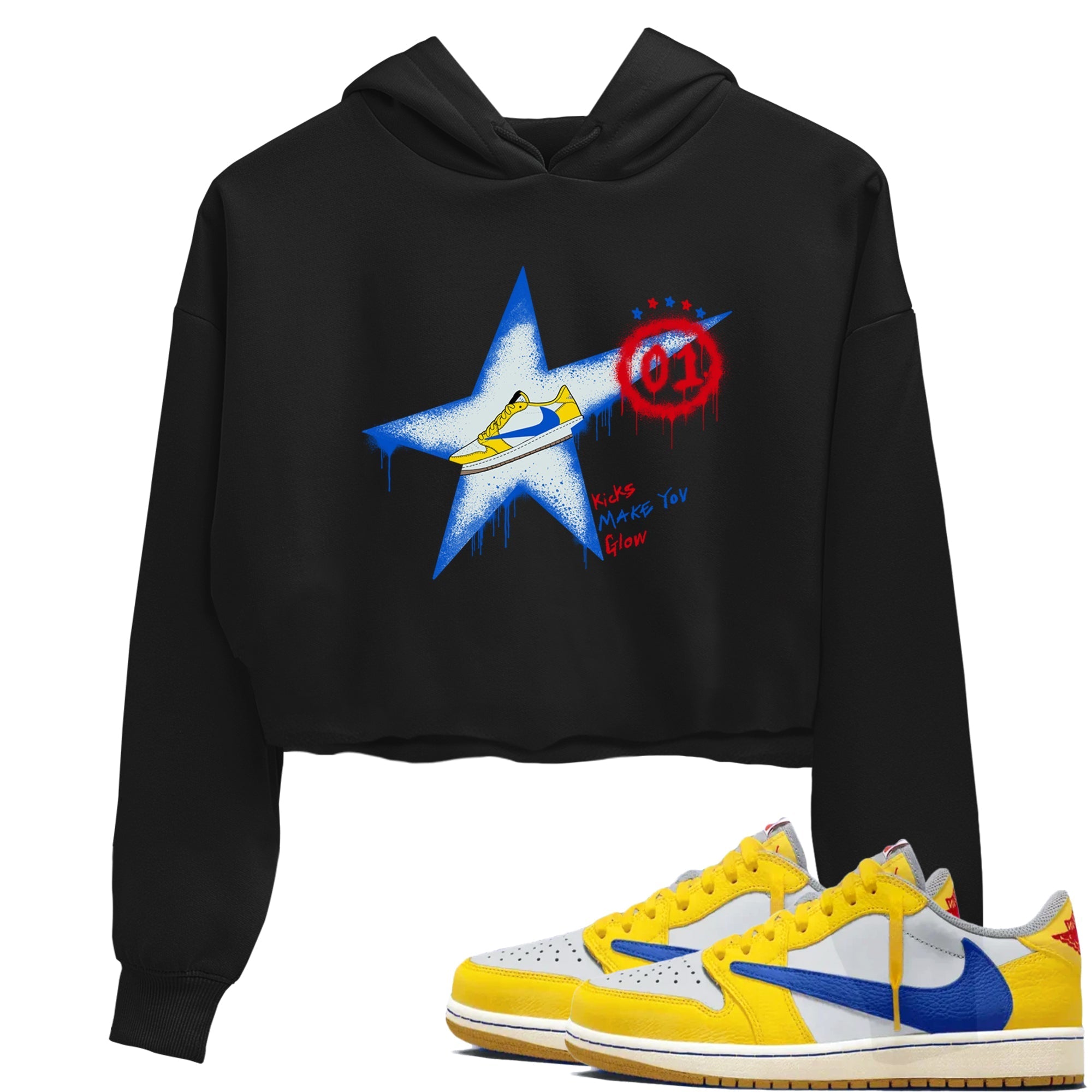 Kicks Make You Glow snkmatch Women's Top - Air Jordan 1 Travis Scott Canary