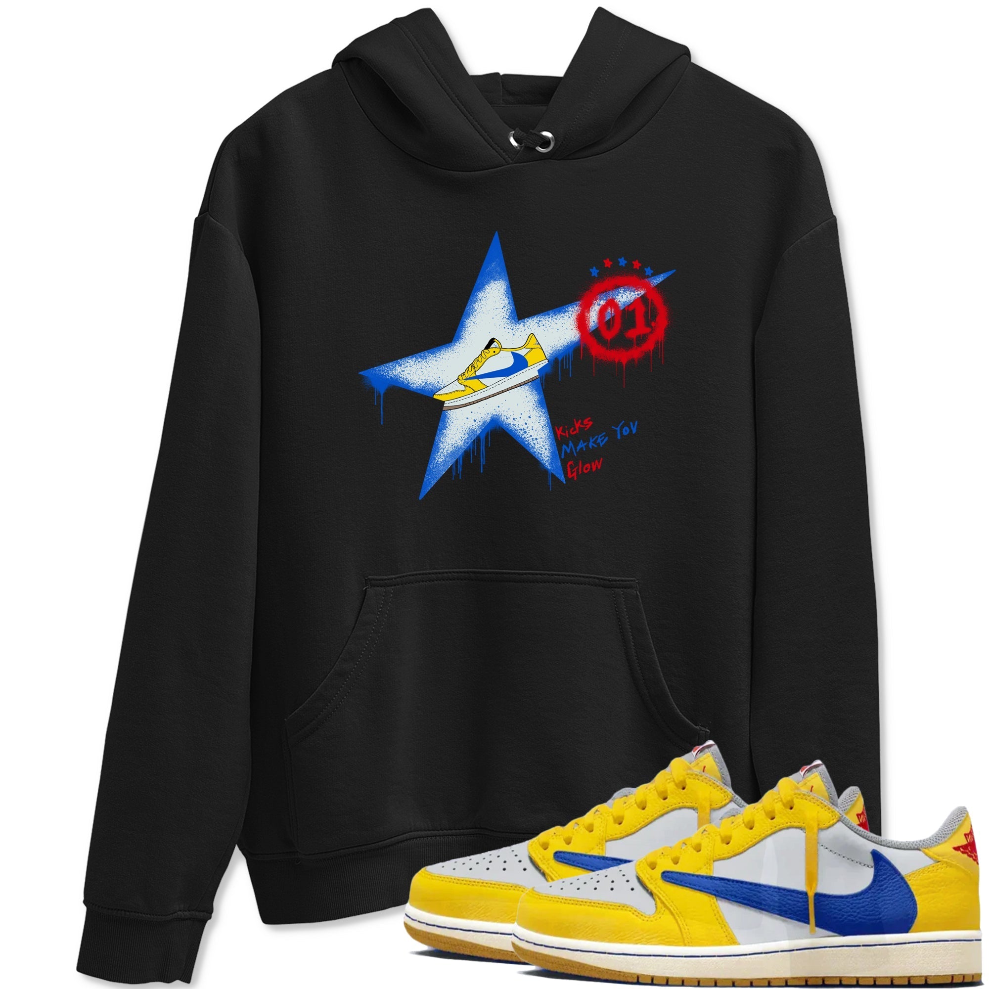 Kicks Make You Glow snkmatch Tees - Air Jordan 1 Travis Scott Canary