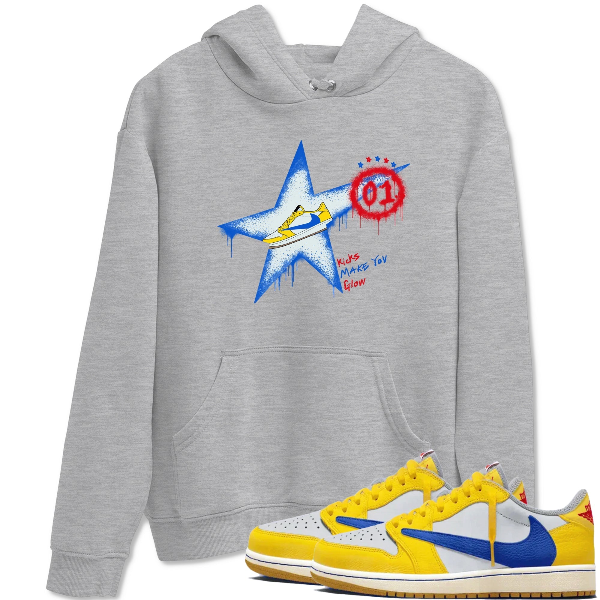 Kicks Make You Glow snkmatch Tees - Air Jordan 1 Travis Scott Canary