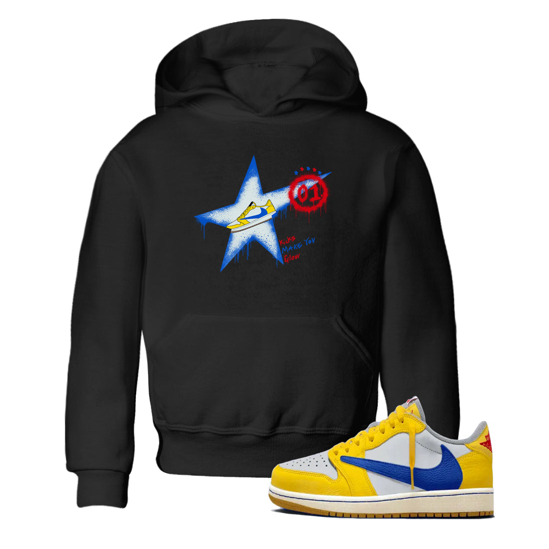 Kicks Make You Glow snkmatch Tees Kids - Air Jordan 1 Travis Scott Canary