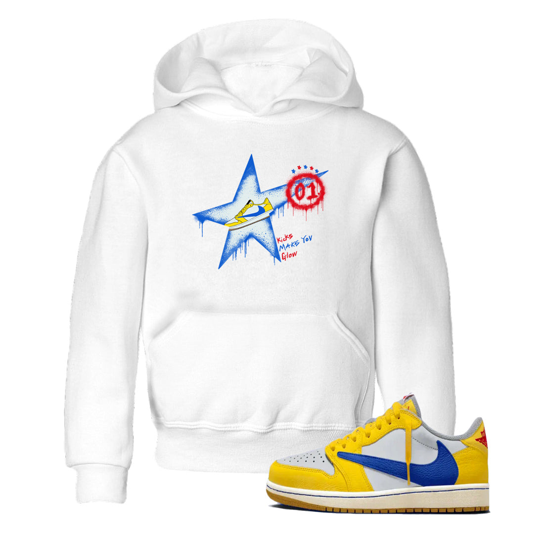 Kicks Make You Glow snkmatch Tees Kids - Air Jordan 1 Travis Scott Canary