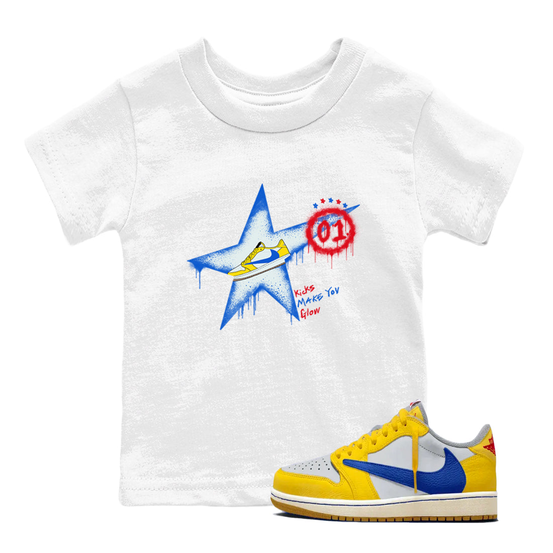 Kicks Make You Glow snkmatch Tees Kids - Air Jordan 1 Travis Scott Canary