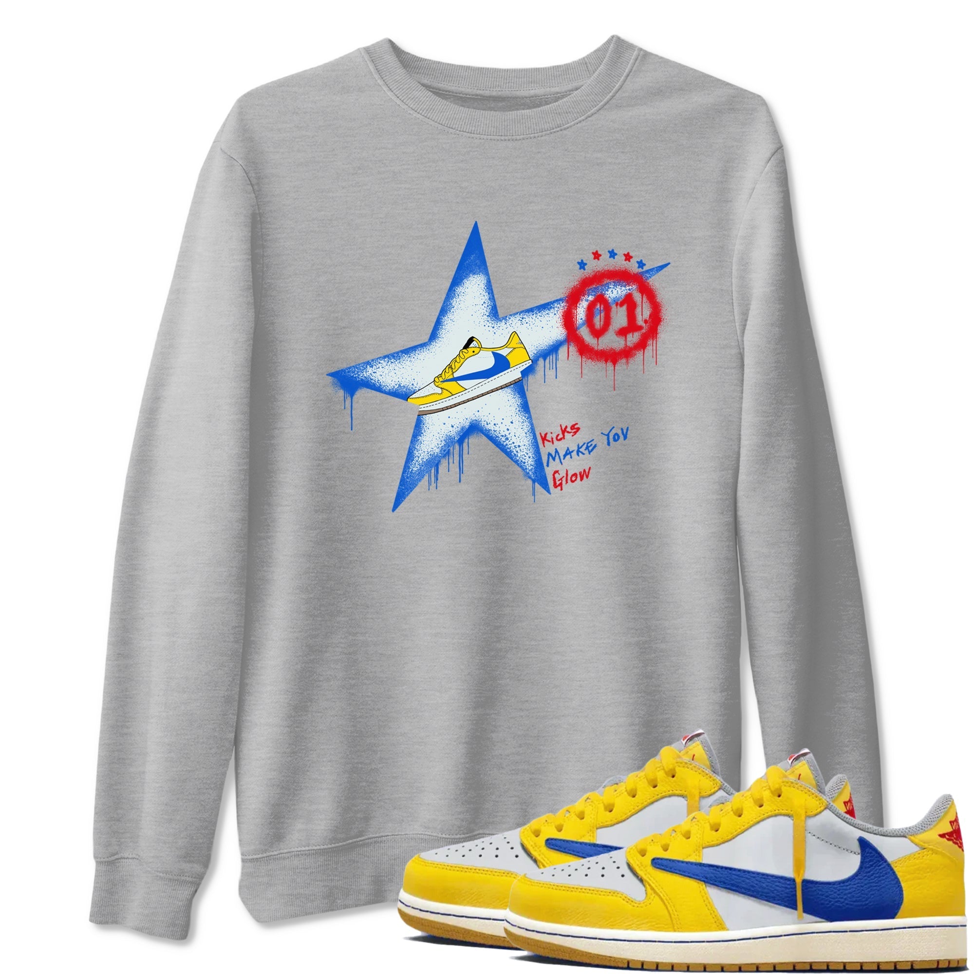 Kicks Make You Glow snkmatch Tees - Air Jordan 1 Travis Scott Canary