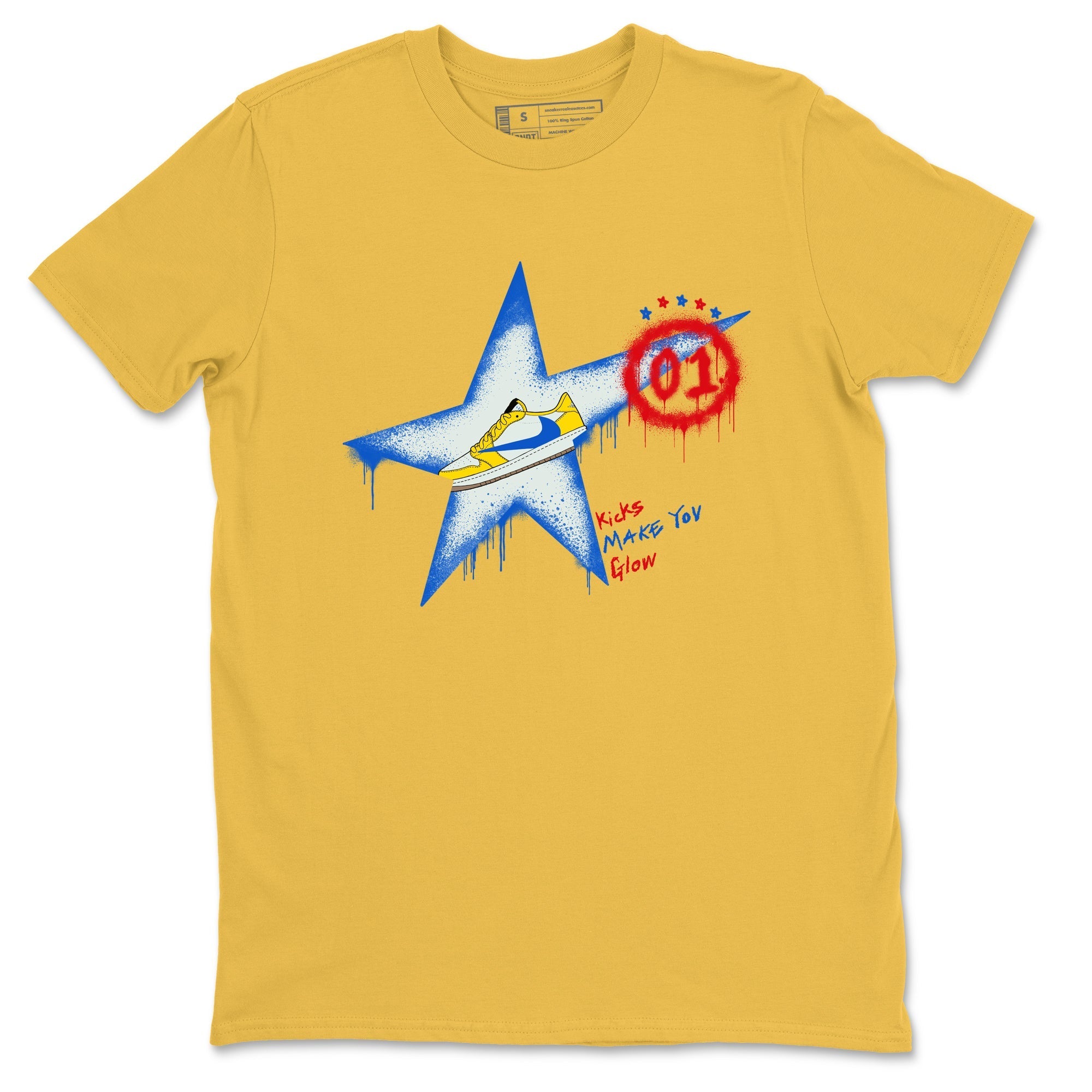Kicks Make You Glow snkmatch Tees - Air Jordan 1 Travis Scott Canary
