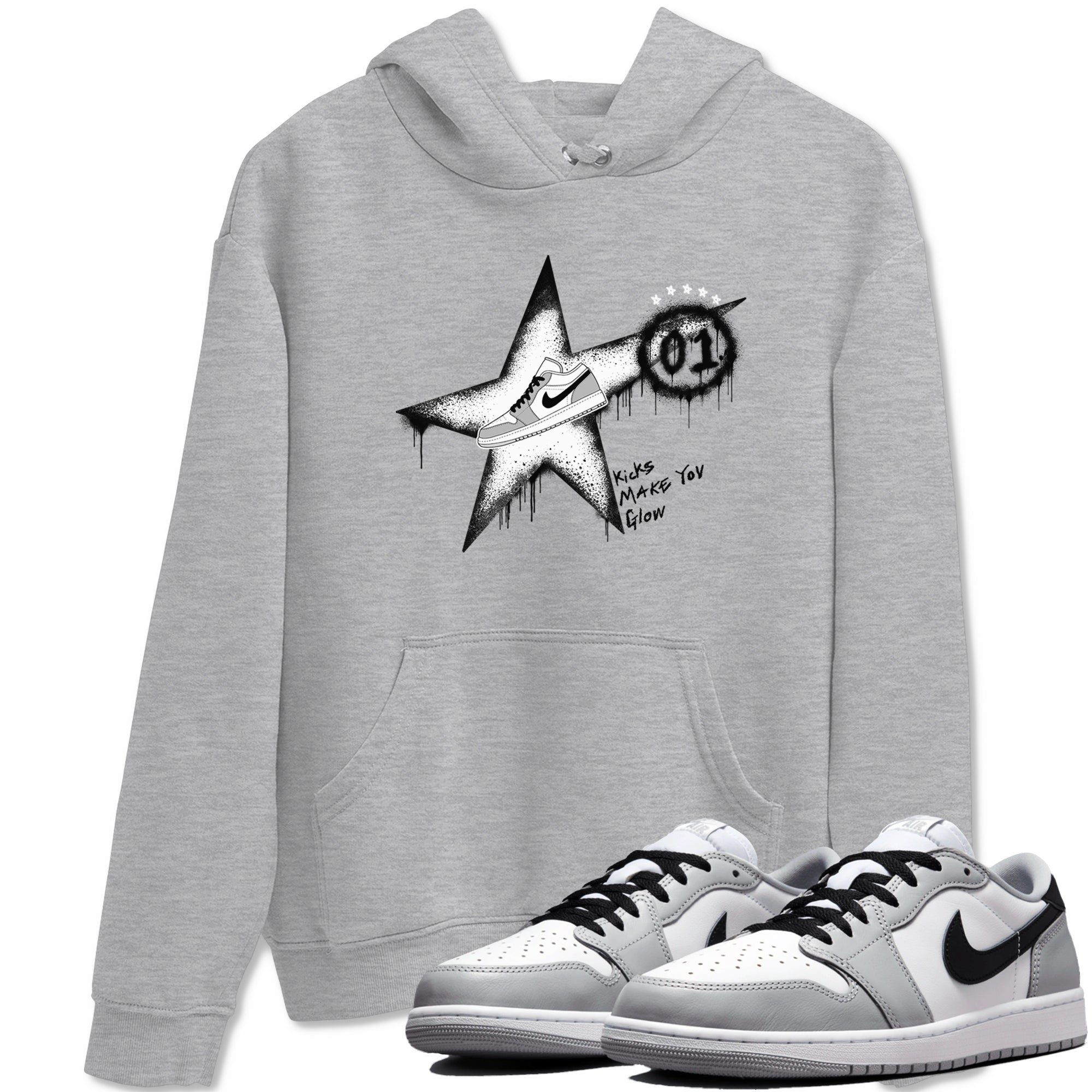 Kicks Make You Glow snkmatch Tees - Air Jordan 1 Wolf Grey