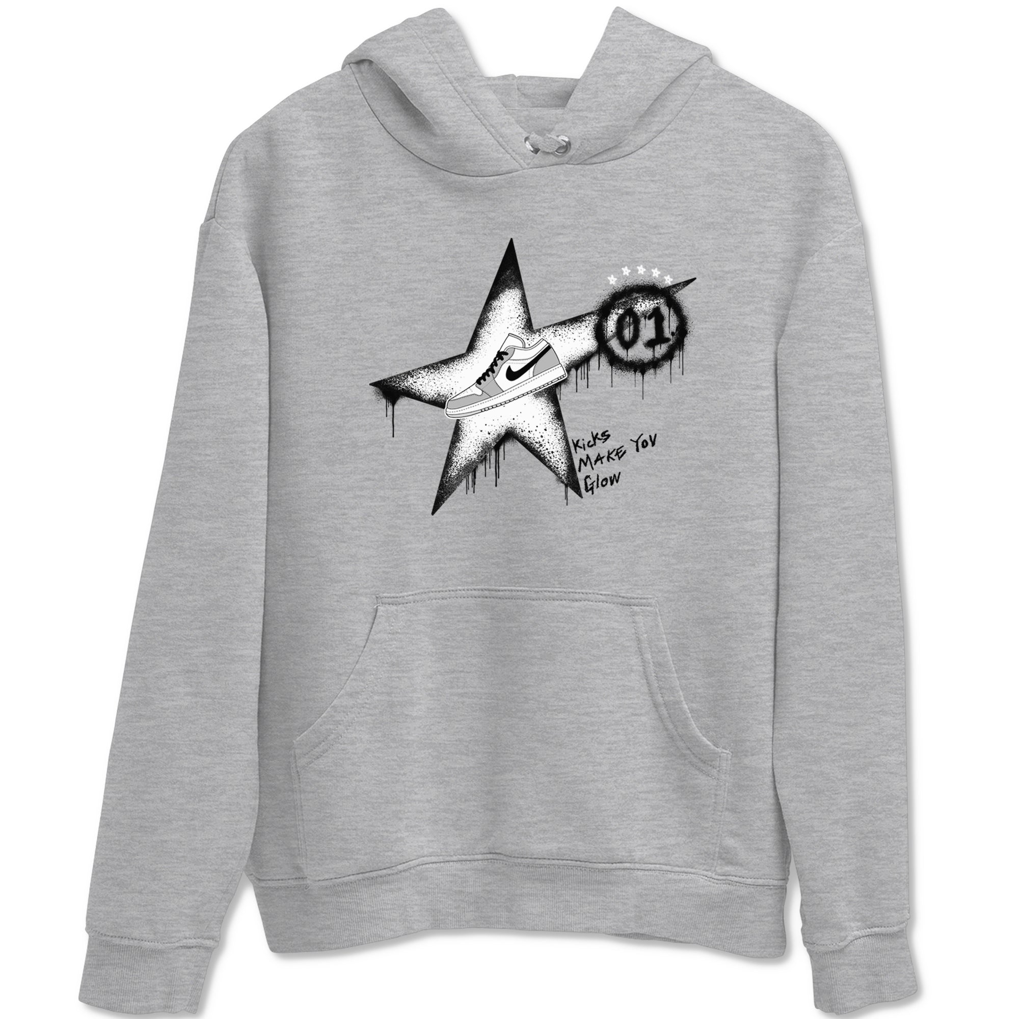 Kicks Make You Glow snkmatch Tees - Air Jordan 1 Wolf Grey
