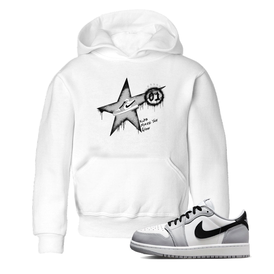 Kicks Make You Glow snkmatch Tees Kids - Air Jordan 1 Wolf Grey