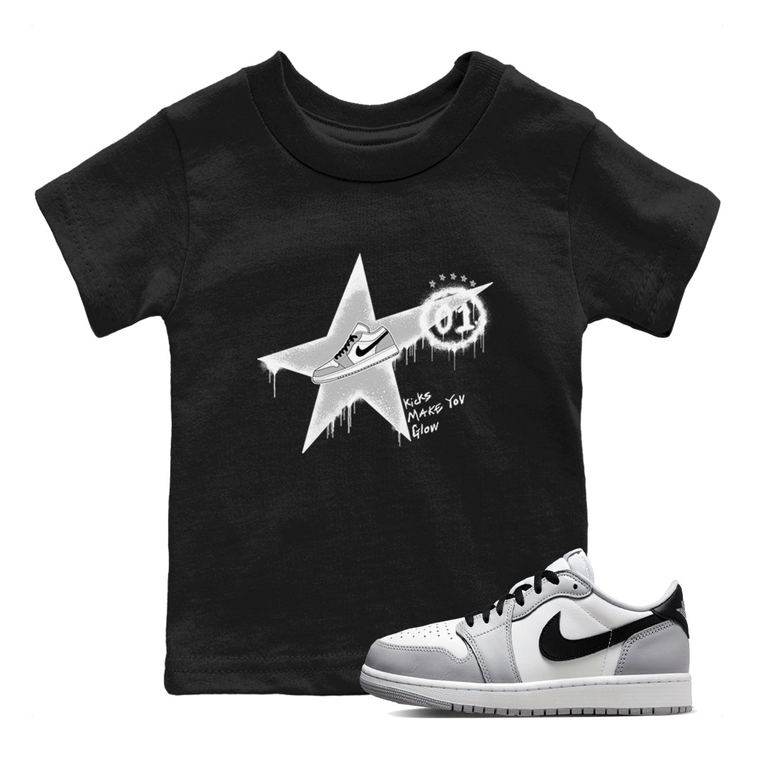 Kicks Make You Glow snkmatch Tees Kids - Air Jordan 1 Wolf Grey