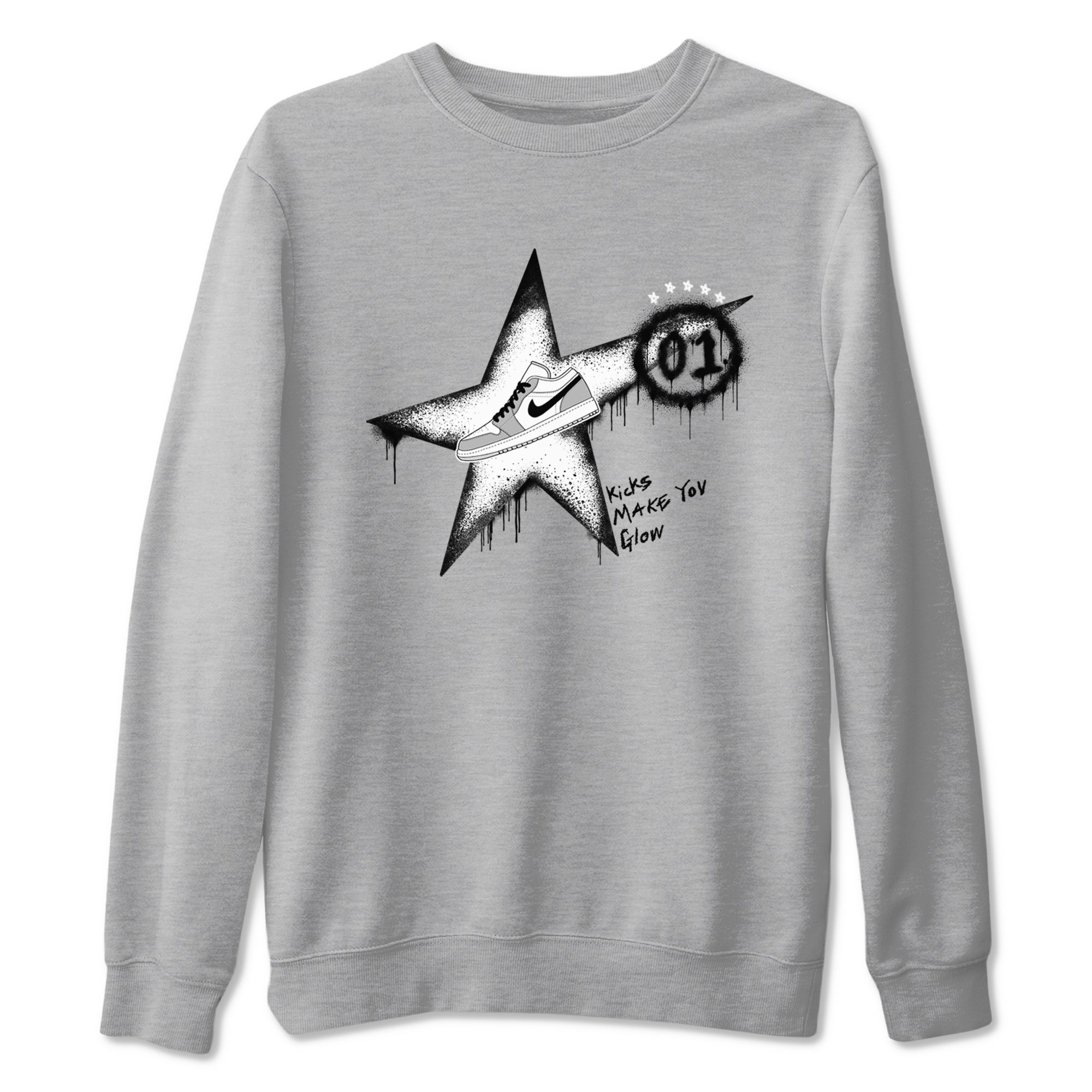 Kicks Make You Glow snkmatch Tees - Air Jordan 1 Wolf Grey