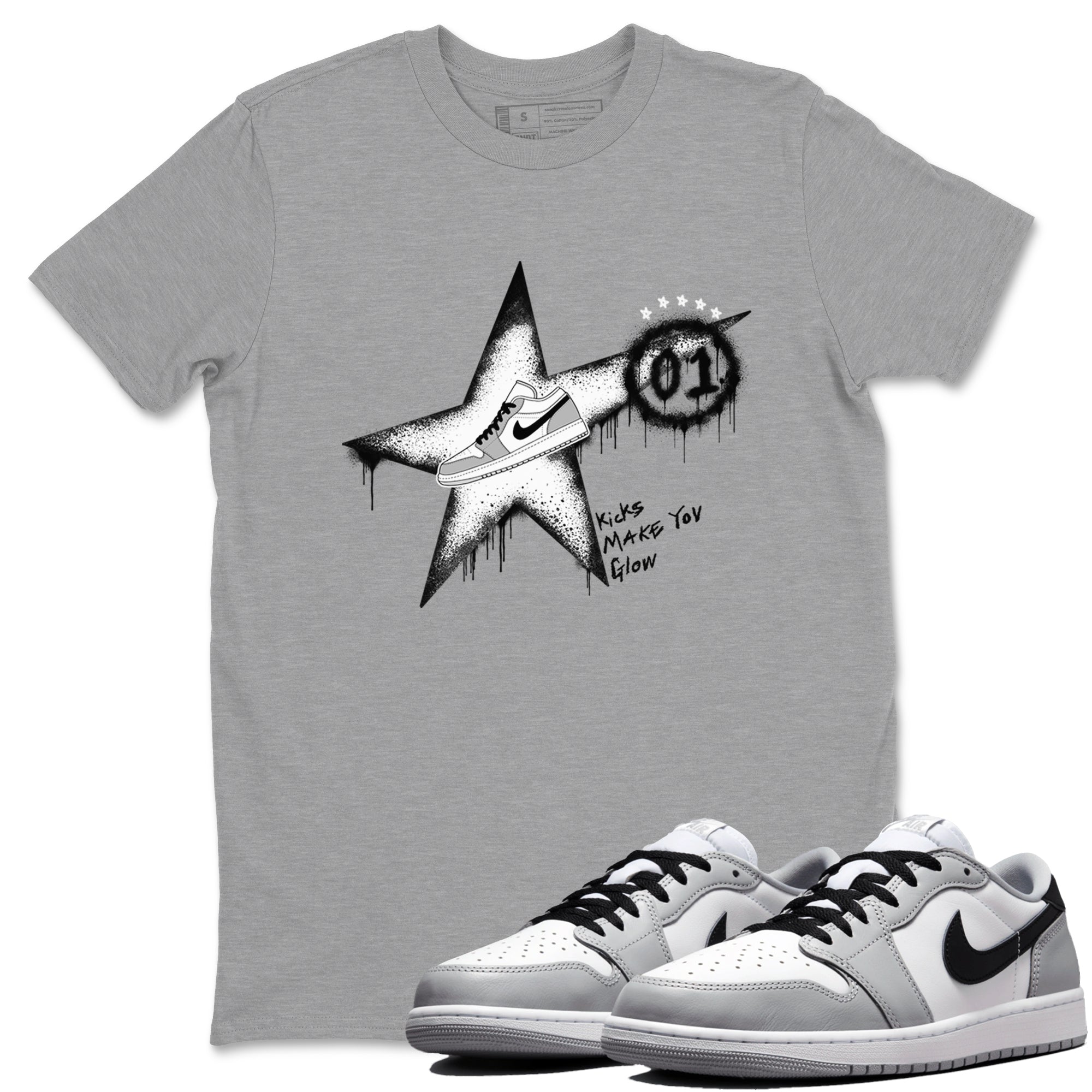 Kicks Make You Glow snkmatch Tees - Air Jordan 1 Wolf Grey