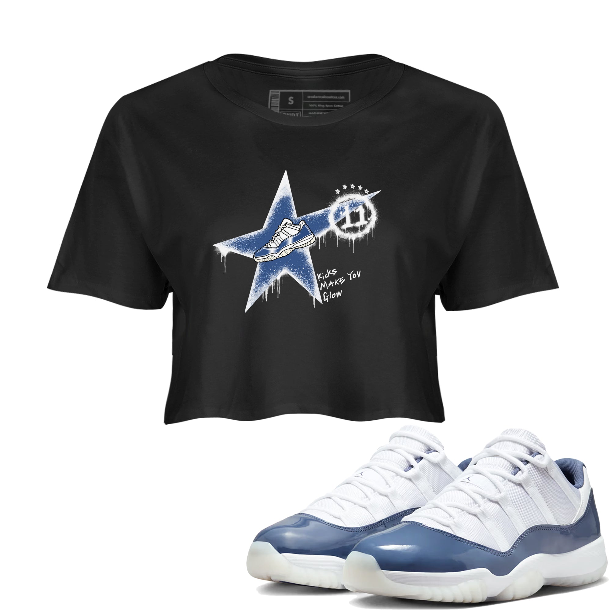 Kicks Make You Glow snkmatch Women's Top - Air Jordan 11 Diffused Blue