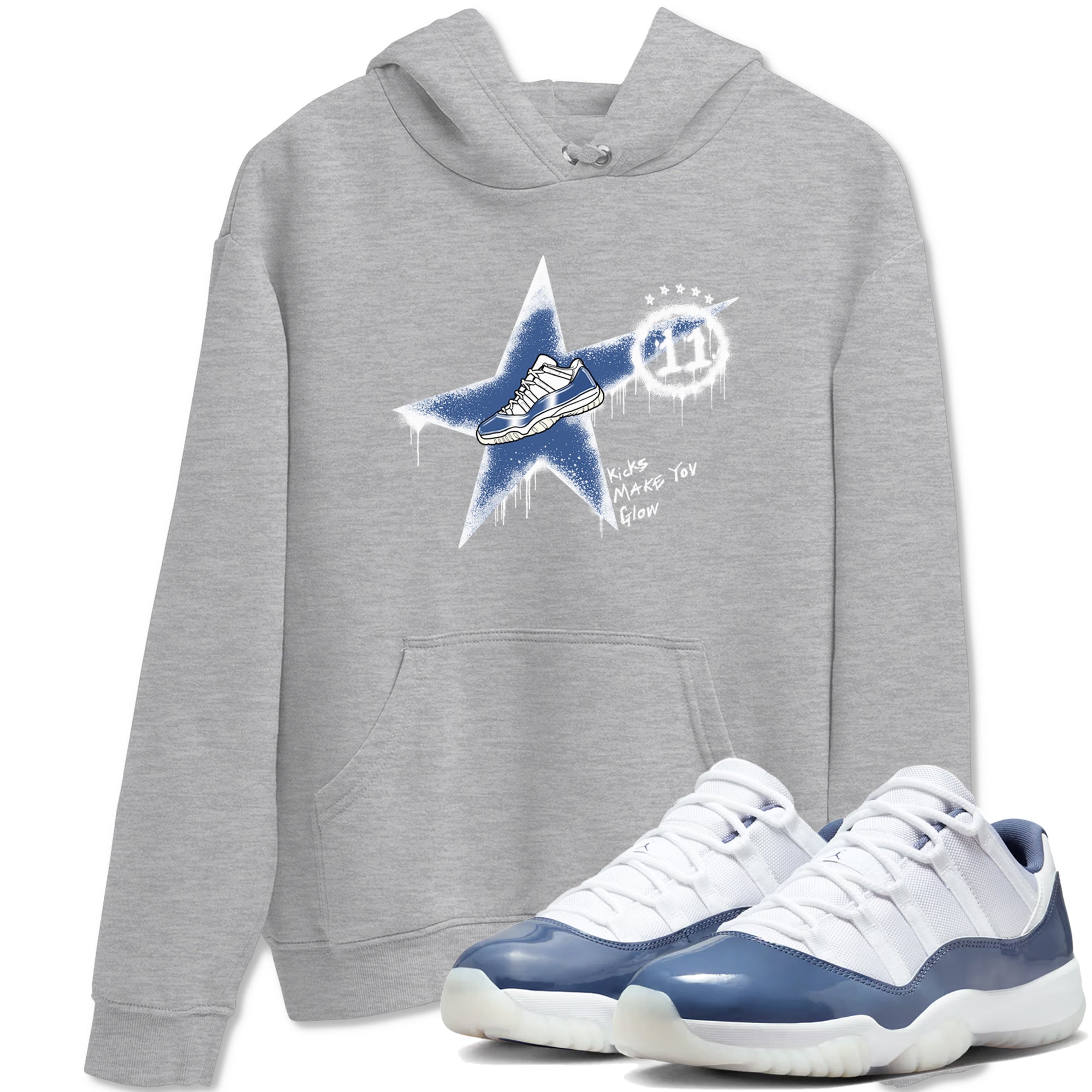 Kicks Make You Glow snkmatch Tees - Air Jordan 11 Diffused Blue
