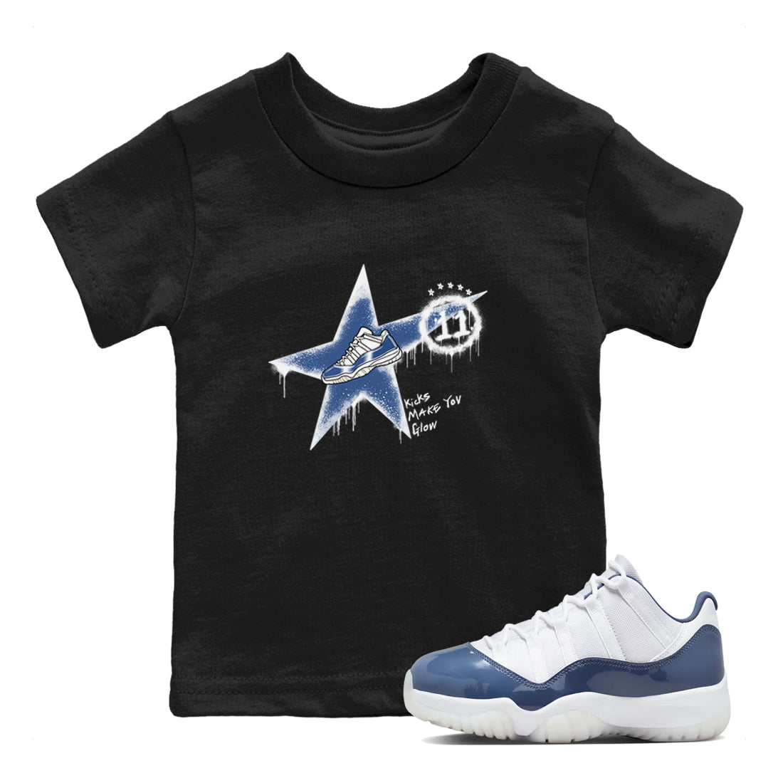 Kicks Make You Glow snkmatch Tees Kids - Air Jordan 11 Diffused Blue