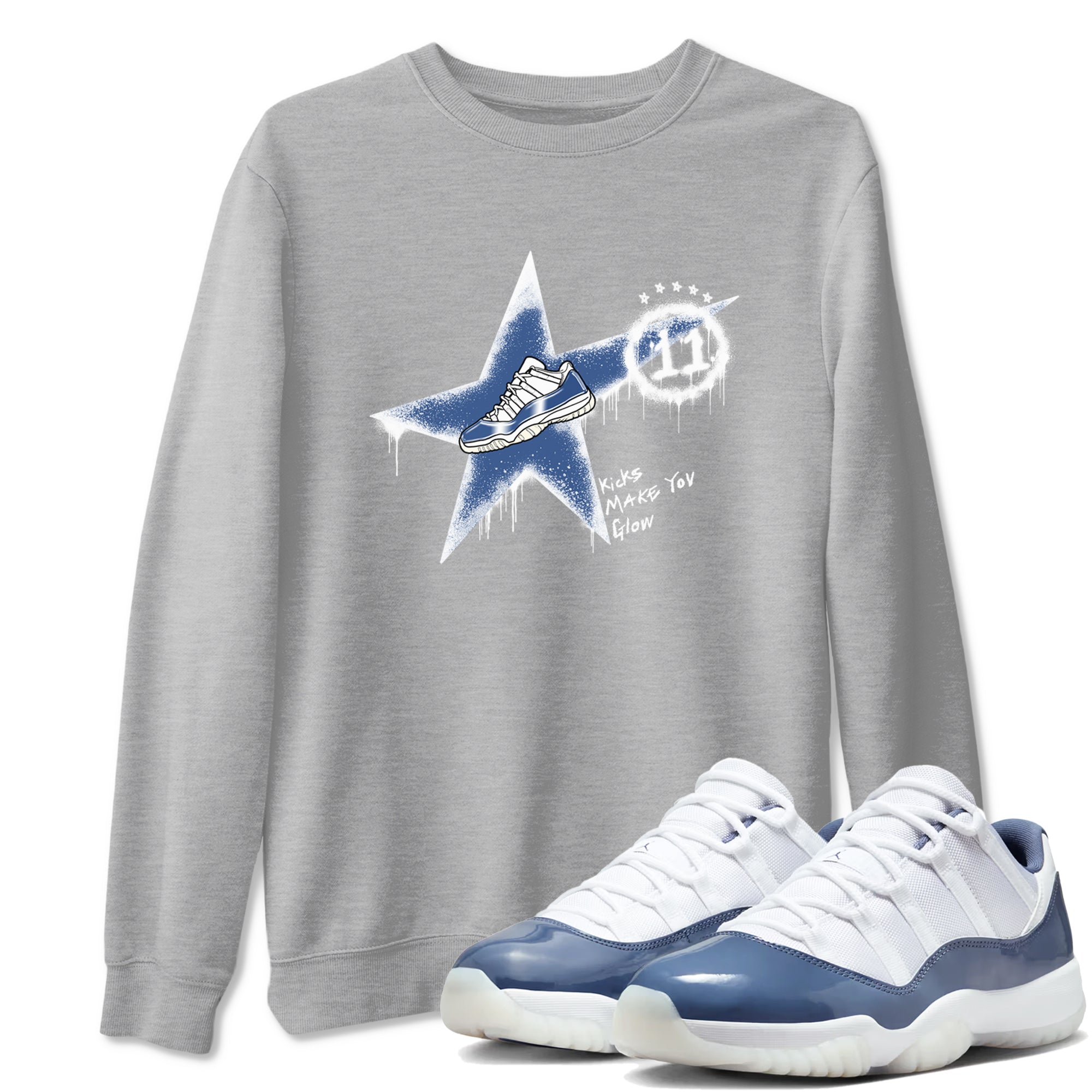 Kicks Make You Glow snkmatch Tees - Air Jordan 11 Diffused Blue