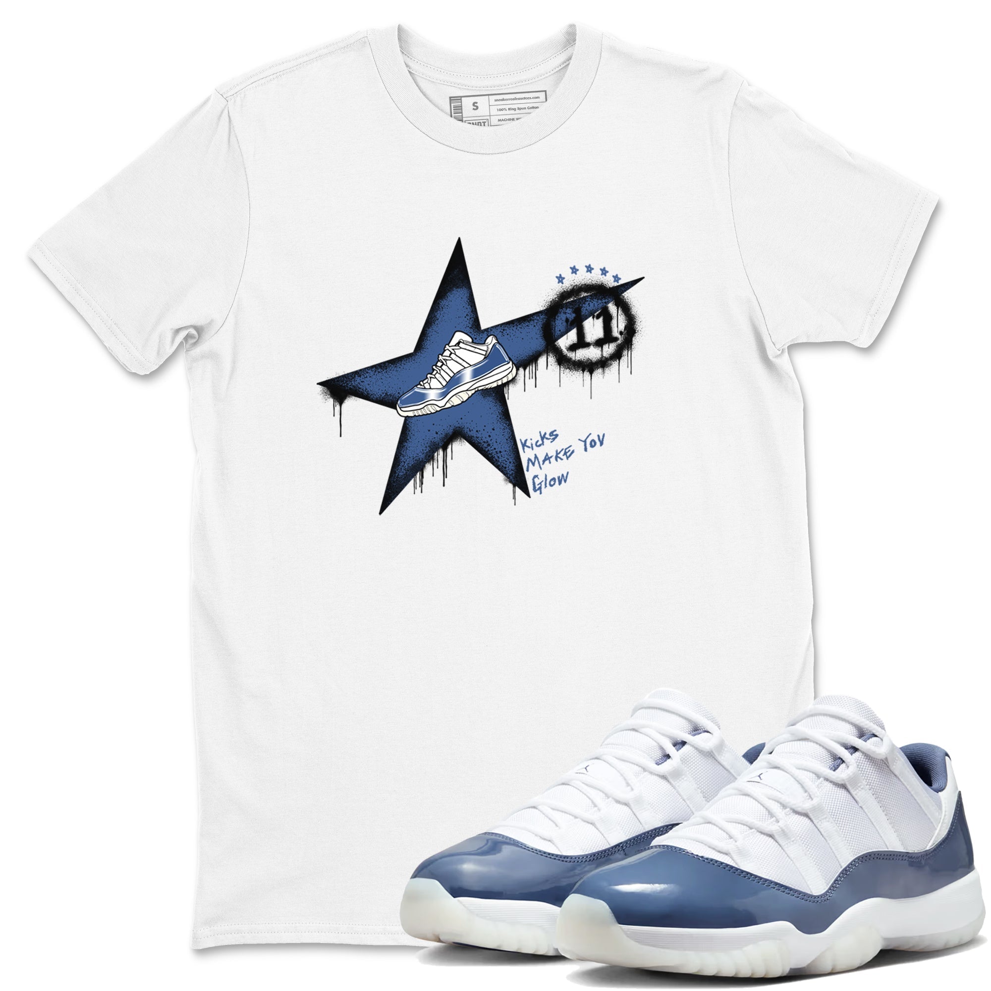 Kicks Make You Glow snkmatch Tees - Air Jordan 11 Diffused Blue