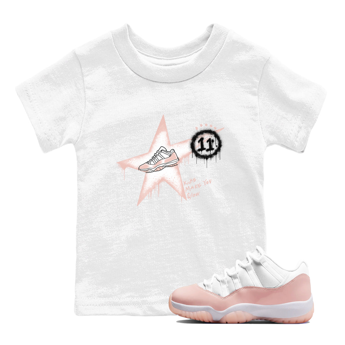 Kicks Make You Glow snkmatch Tees Kids - Air Jordan 11 Legend Pink