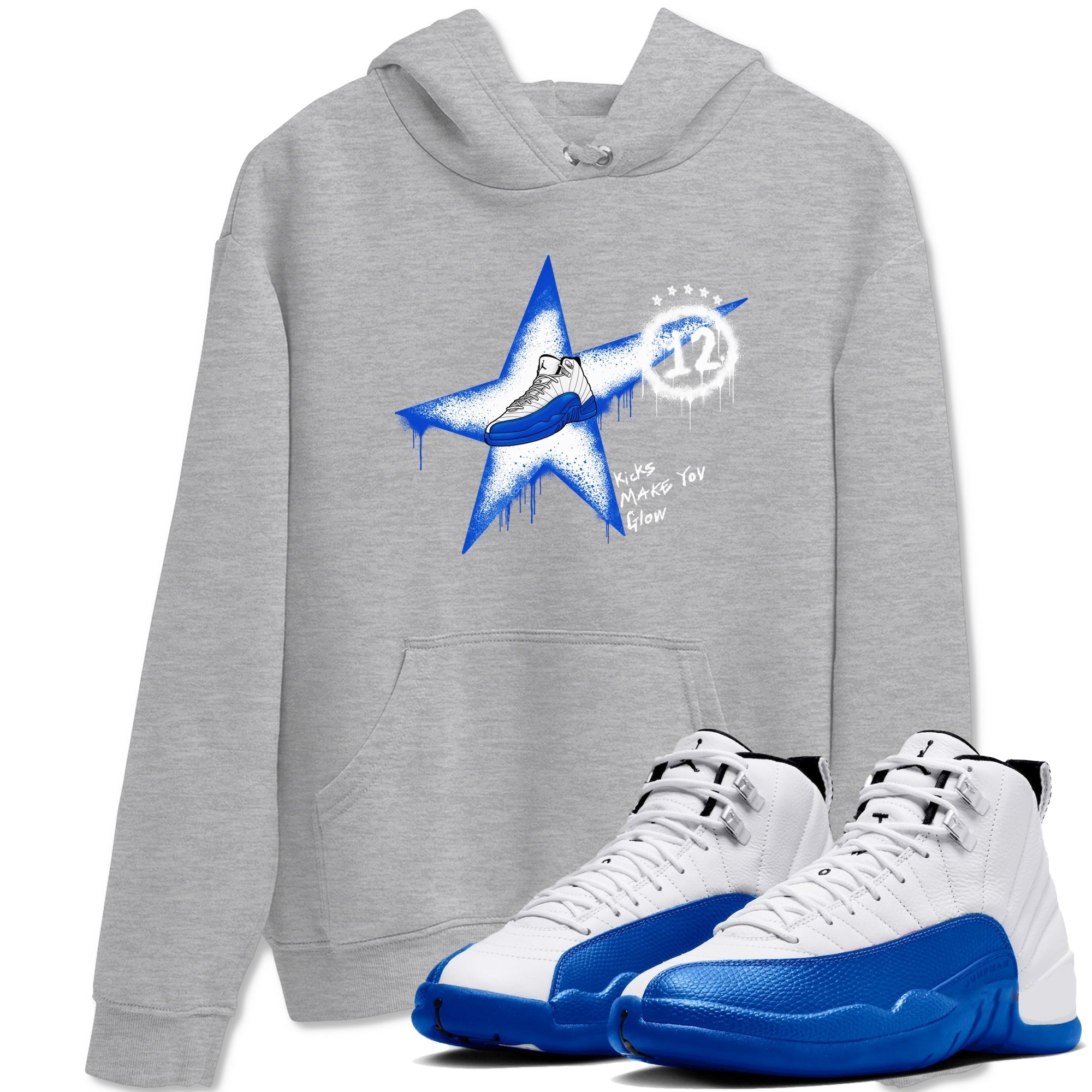 Kicks Make You Glow snkmatch Tees - Air Jordan 12 Blueberry