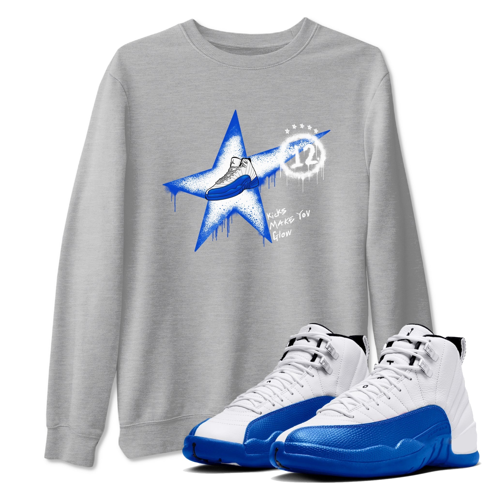 Kicks Make You Glow snkmatch Tees - Air Jordan 12 Blueberry