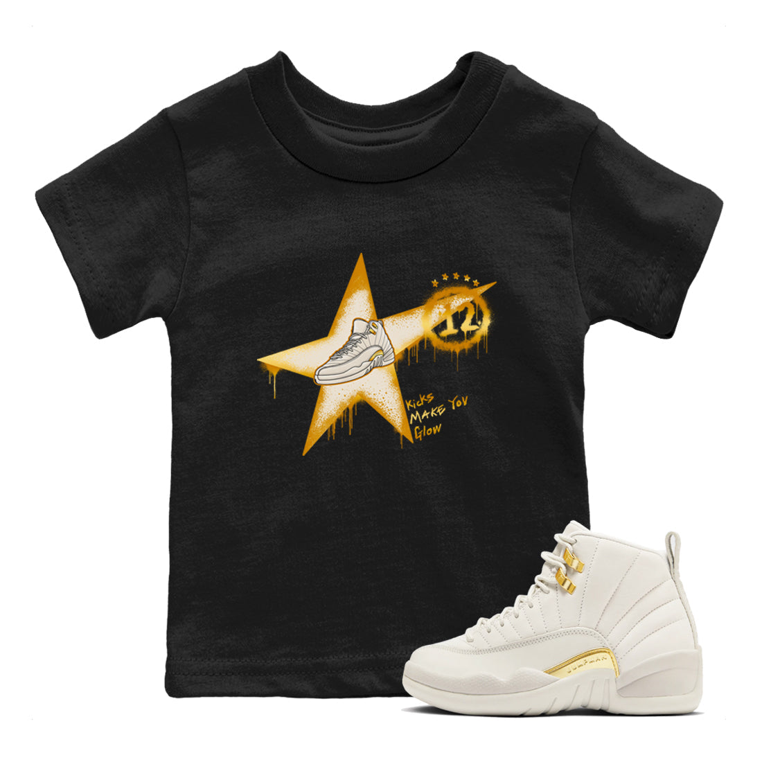 Kicks Make You Glow snkmatch Tees Kids - Air Jordan 12 Phantom
