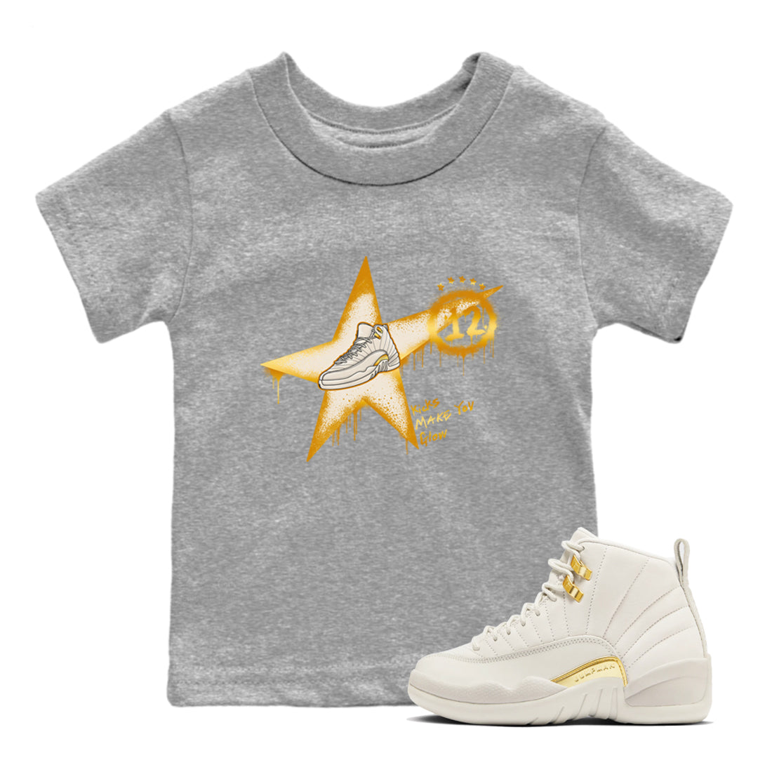 Kicks Make You Glow snkmatch Tees Kids - Air Jordan 12 Phantom
