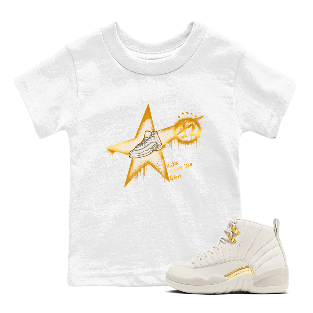 Kicks Make You Glow snkmatch Tees Kids - Air Jordan 12 Phantom