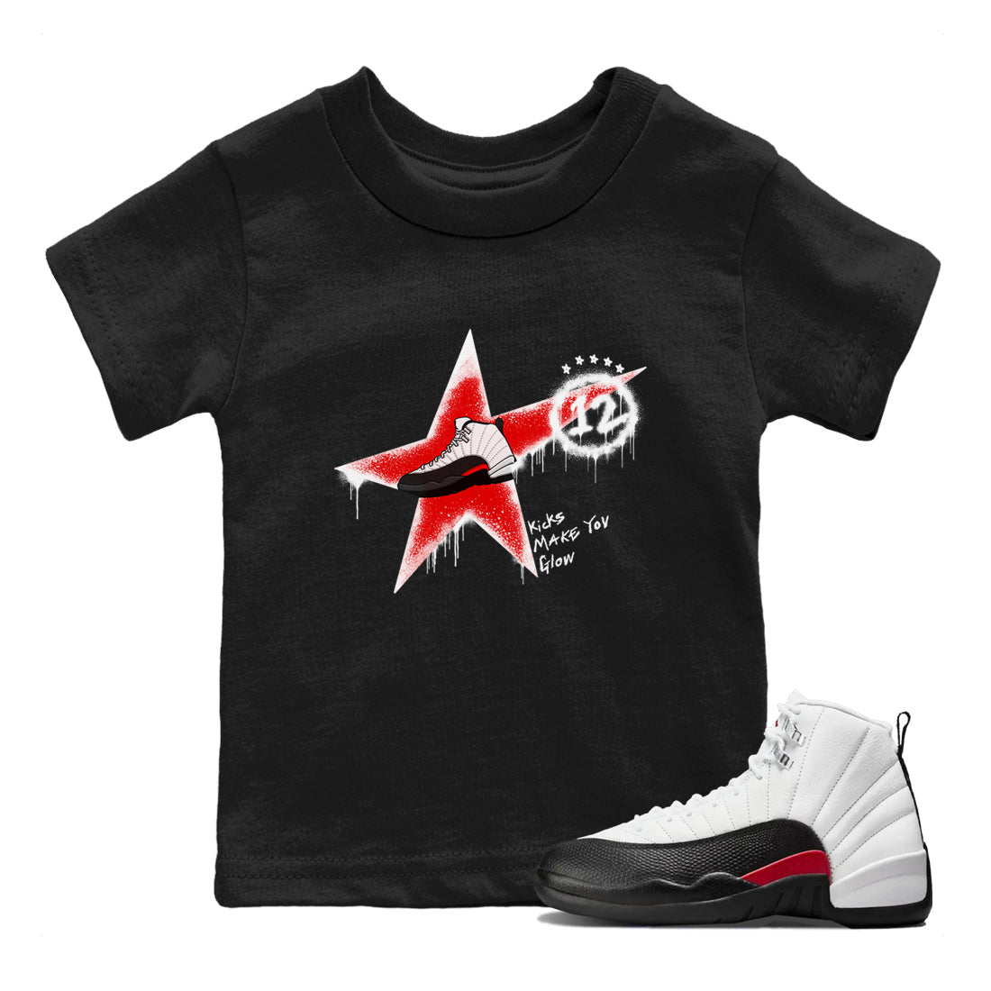 Kicks Make You Glow snkmatch Tees Kids - Air Jordan 12 Taxi Flip