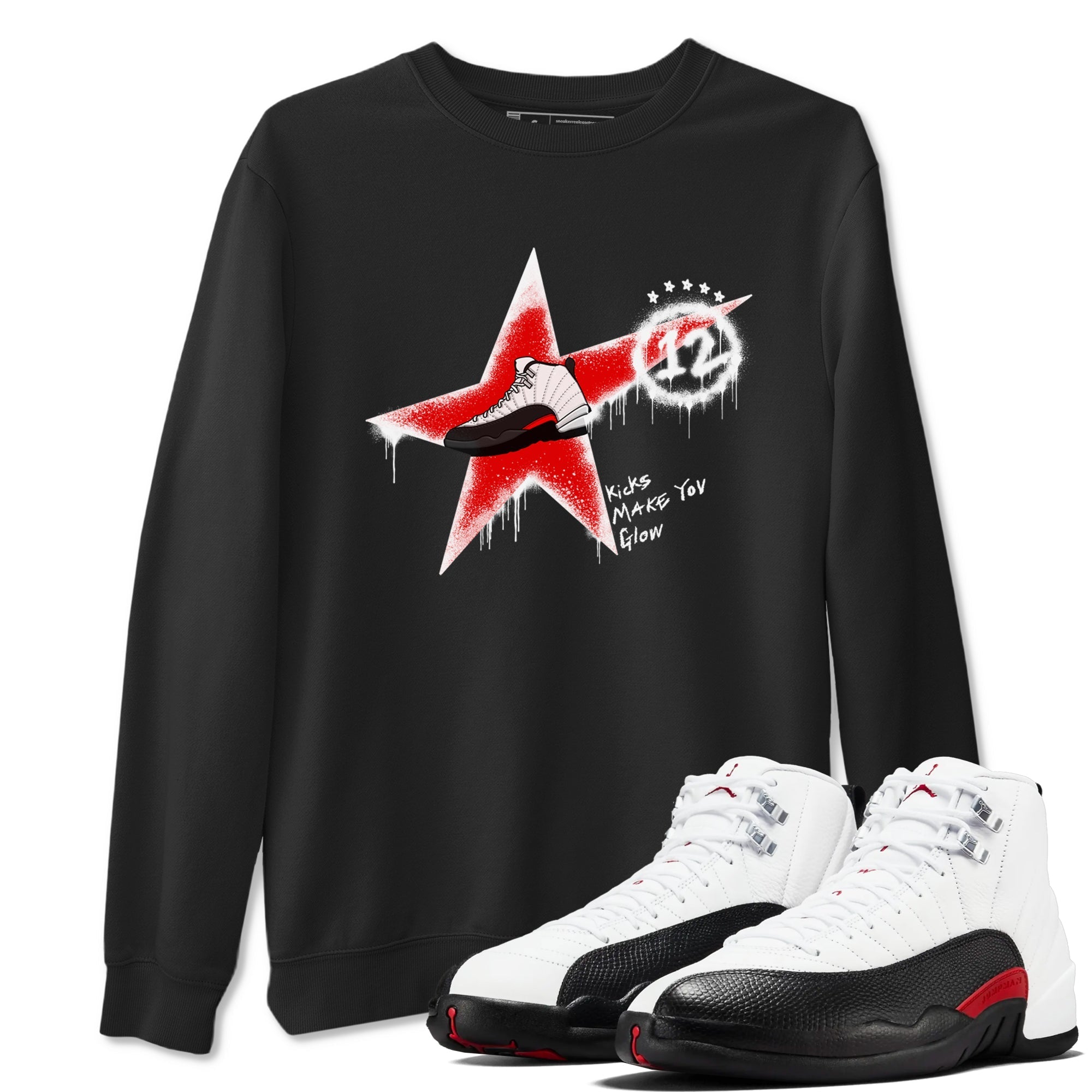 Kicks Make You Glow snkmatch Tees - Air Jordan 12 Taxi Flip