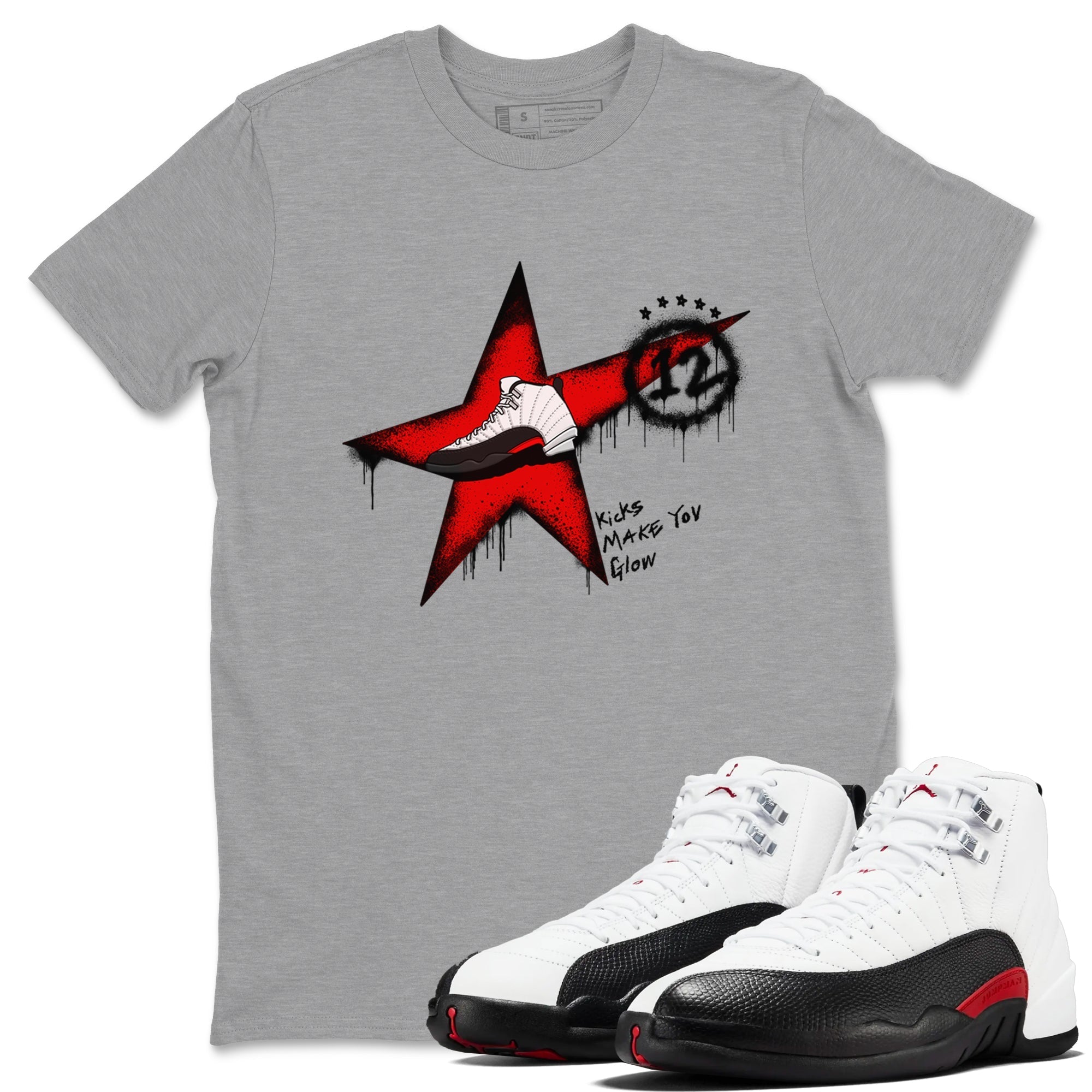 Kicks Make You Glow snkmatch Tees - Air Jordan 12 Taxi Flip