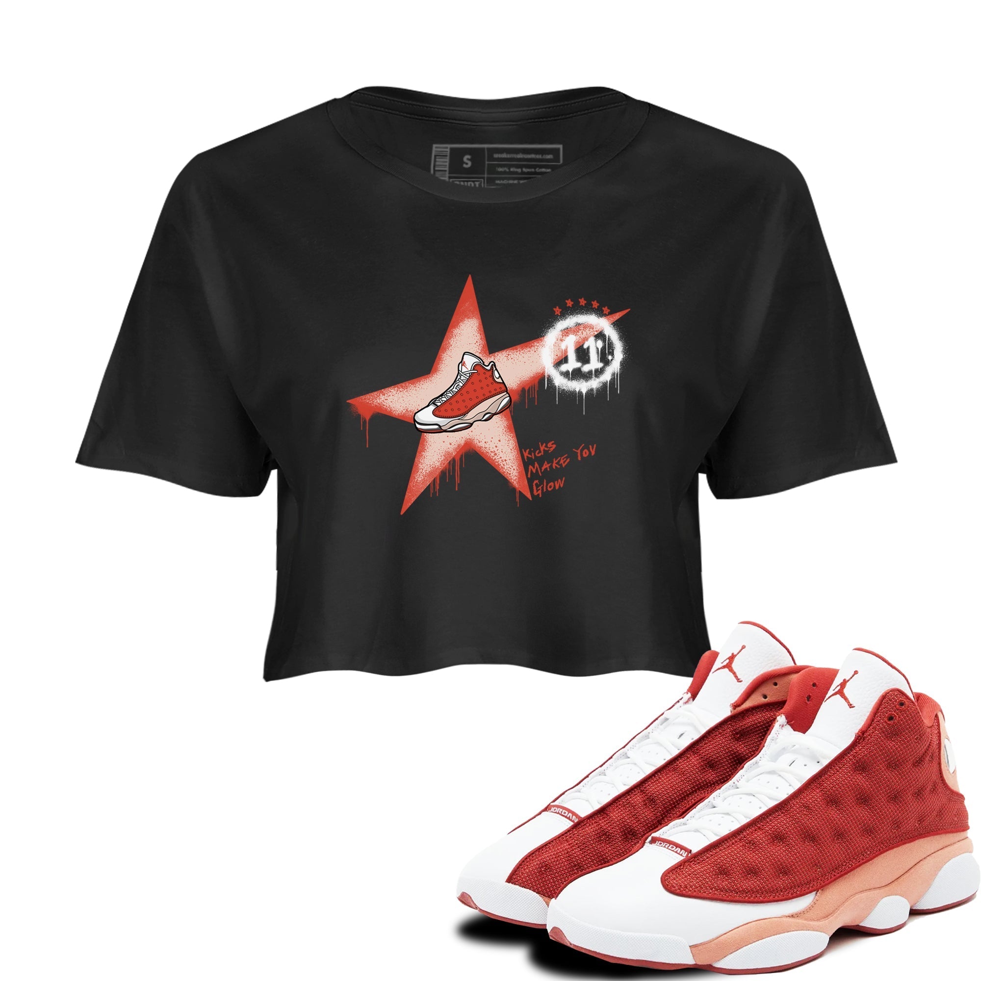 Kicks Make You Glow snkmatch Women's Top - Air Jordan 13 Dune Red
