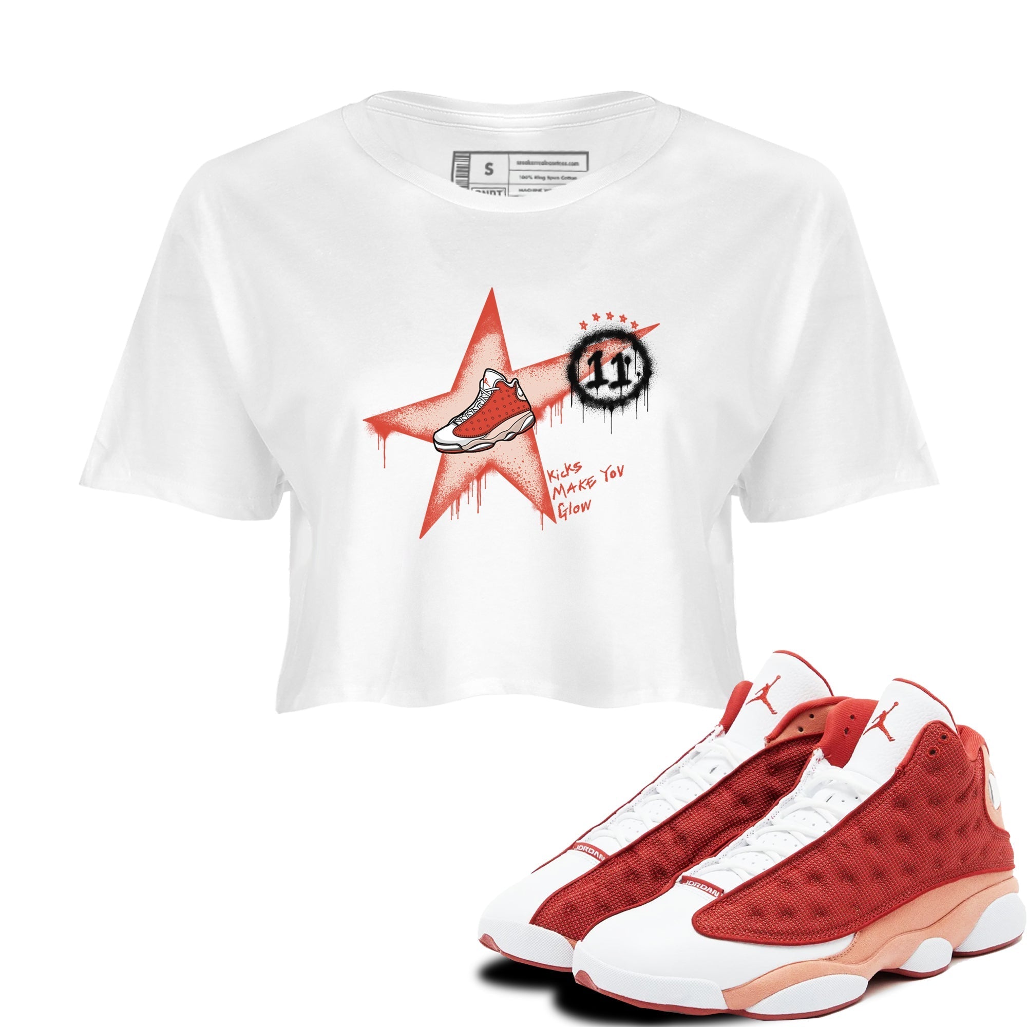 Kicks Make You Glow snkmatch Women's Top - Air Jordan 13 Dune Red