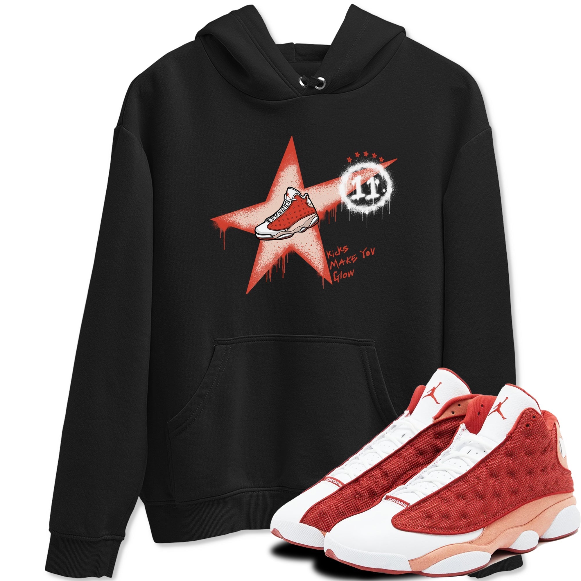 Kicks Make You Glow snkmatch Tees - Air Jordan 13 Dune Red