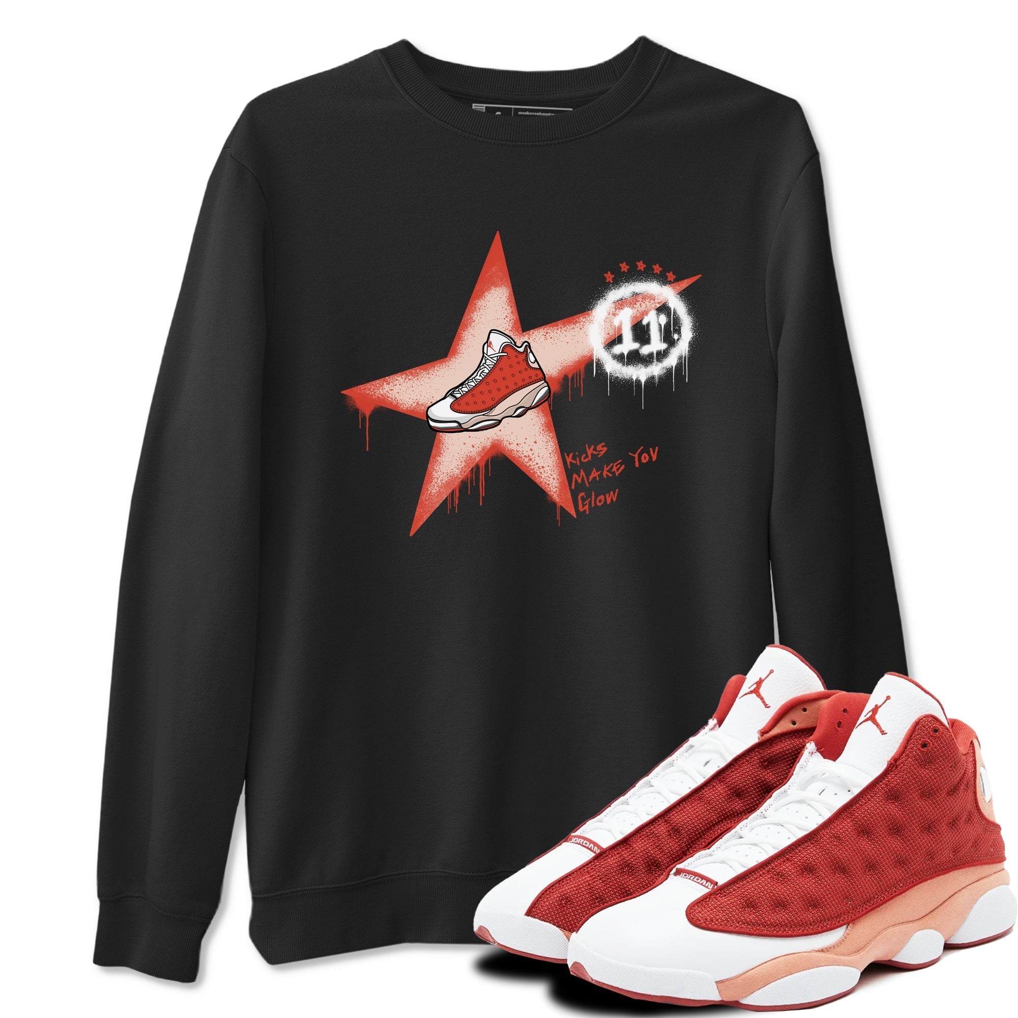 Kicks Make You Glow snkmatch Tees - Air Jordan 13 Dune Red