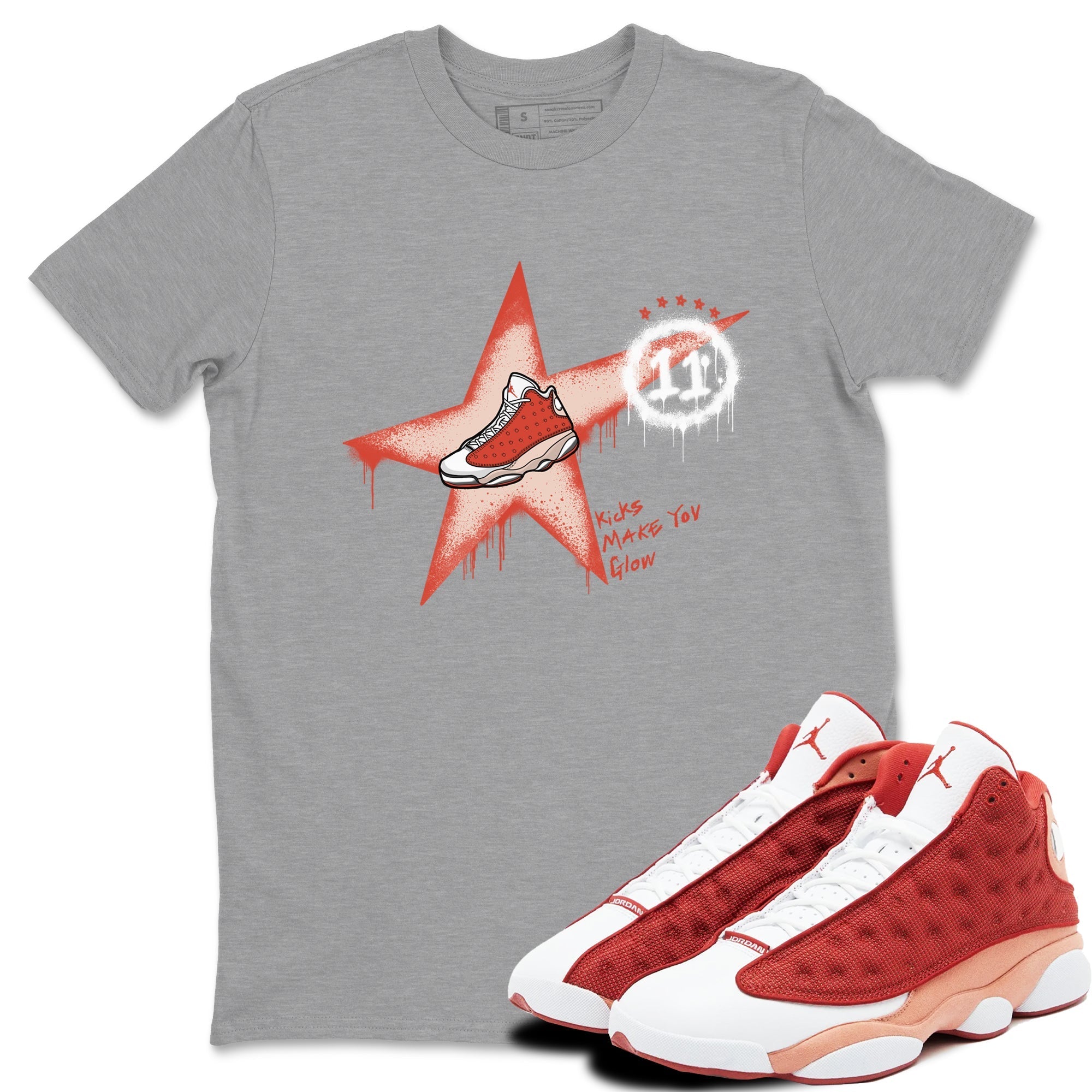 Kicks Make You Glow snkmatch Tees - Air Jordan 13 Dune Red