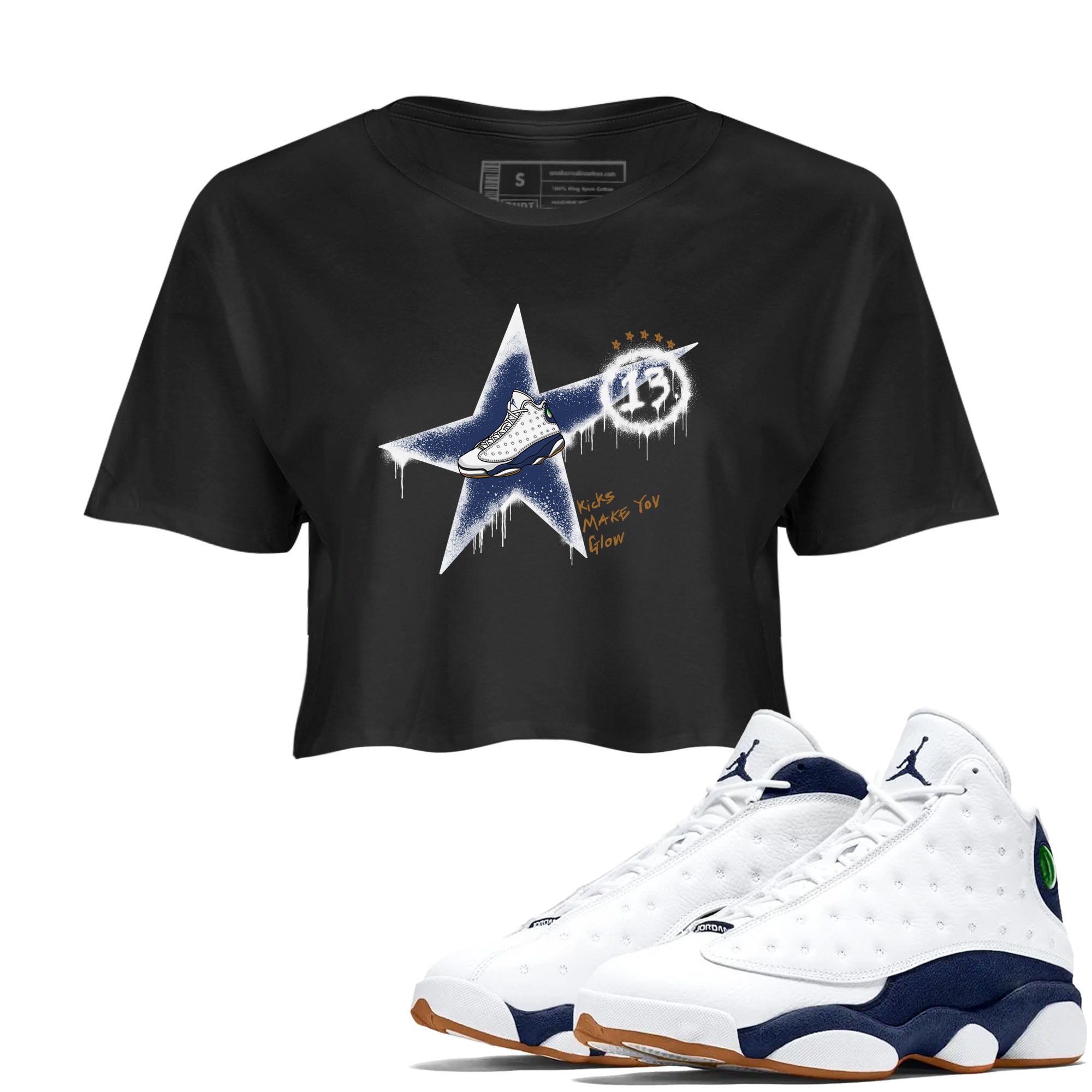 Kicks Make You Glow snkmatch Women's Top - Air Jordan 13 Midnight Navy
