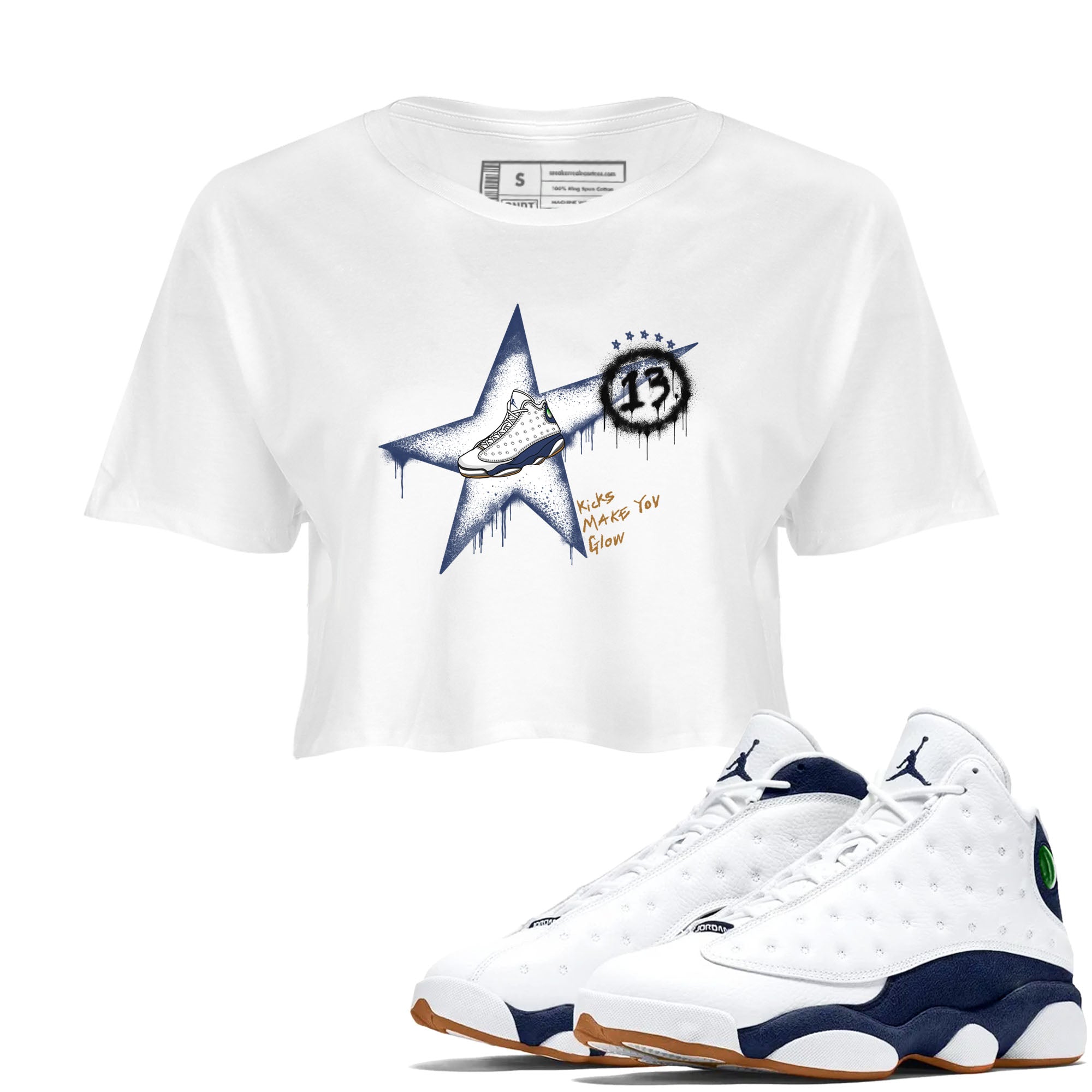 Kicks Make You Glow snkmatch Women's Top - Air Jordan 13 Midnight Navy