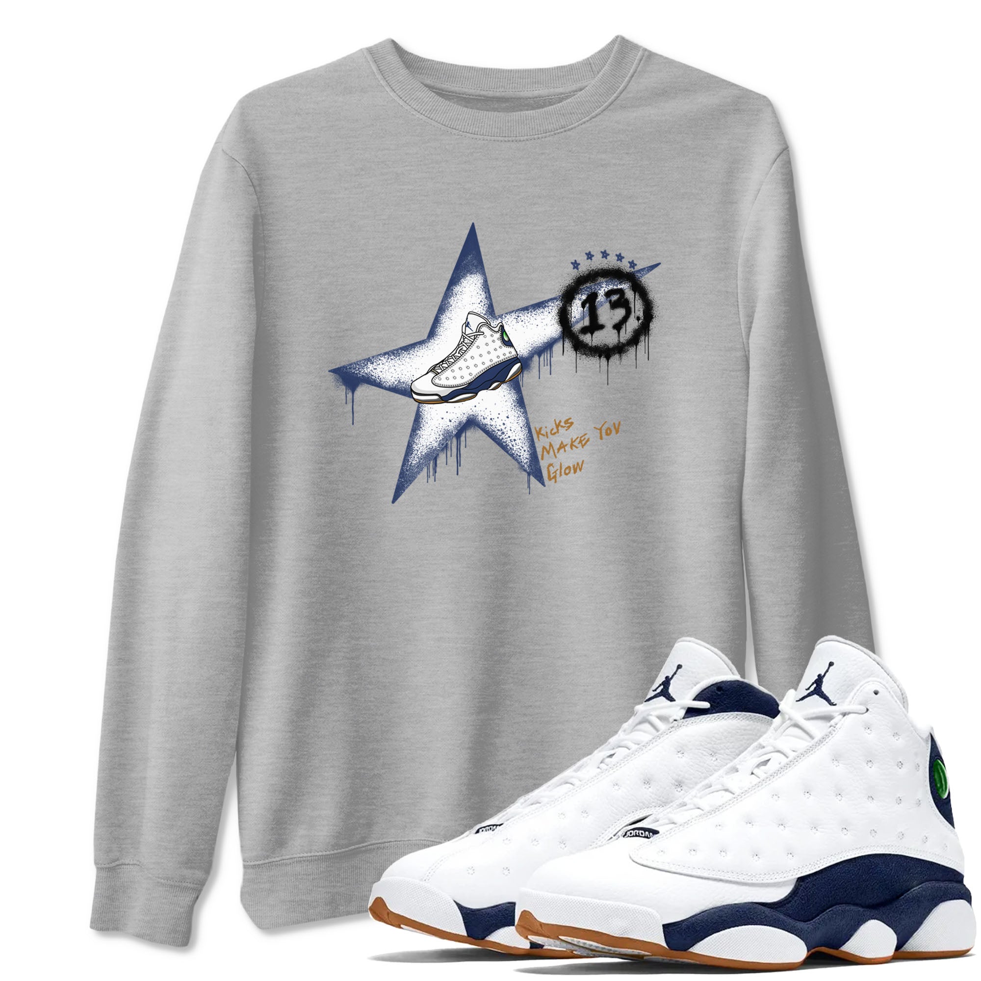 Kicks Make You Glow snkmatch Tees - Air Jordan 13 Midnight Navy