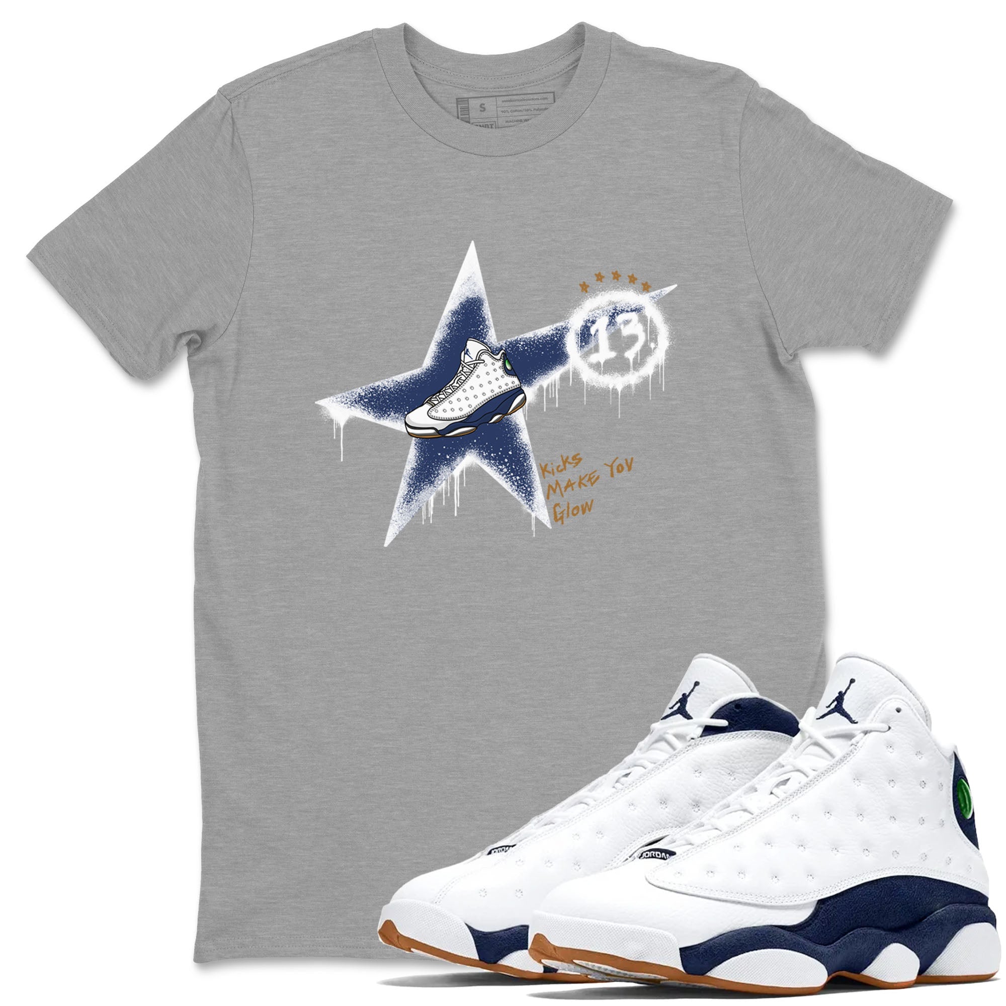 Kicks Make You Glow snkmatch Tees - Air Jordan 13 Midnight Navy