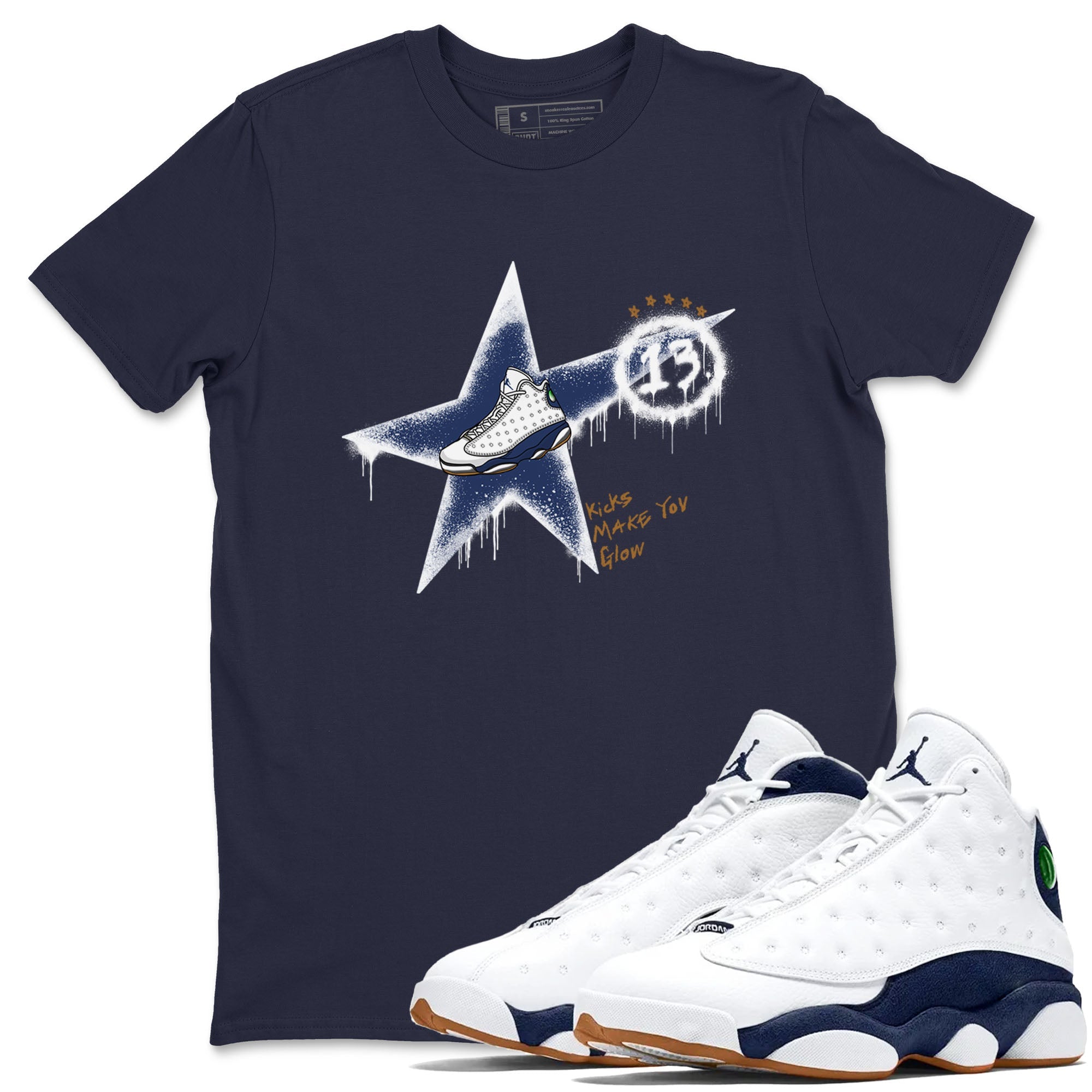 Kicks Make You Glow snkmatch Tees - Air Jordan 13 Midnight Navy