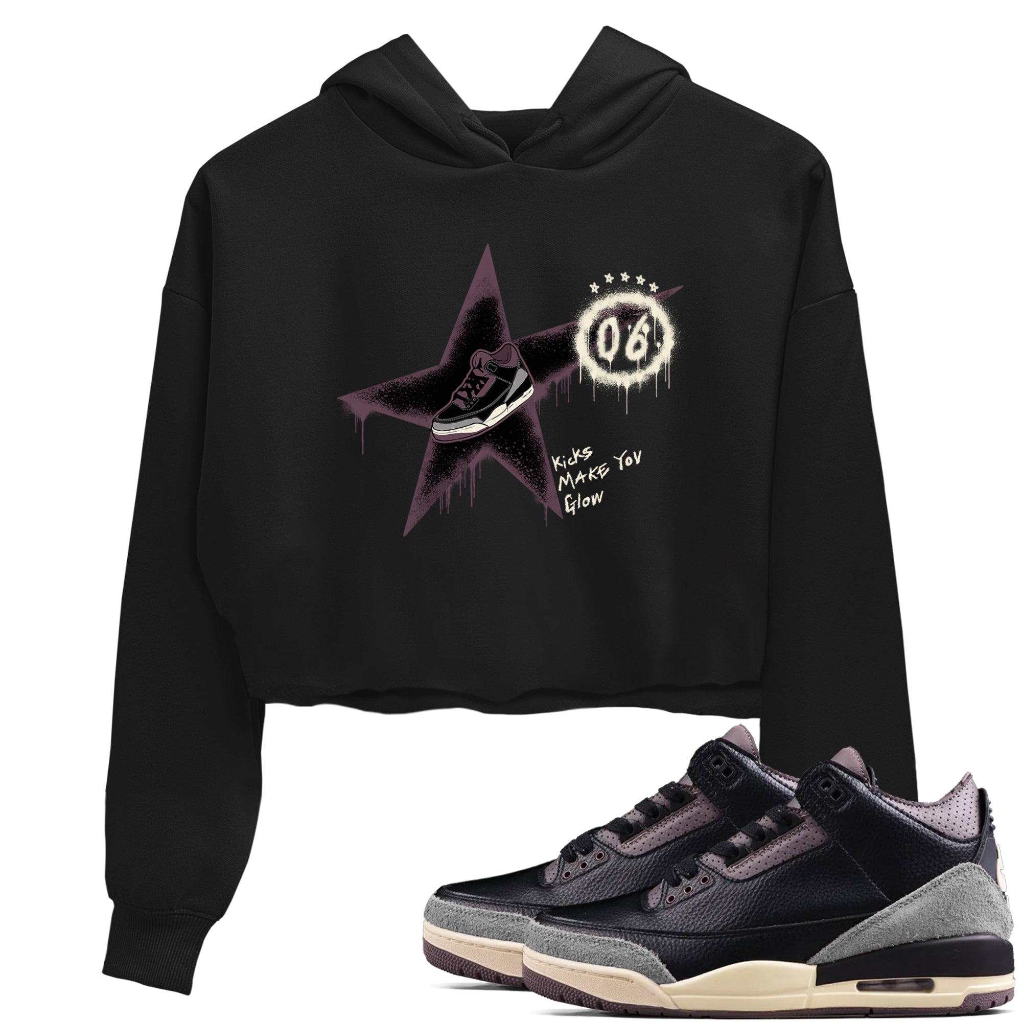 Kicks Make You Glow snkmatch Women's Top - Air Jordan 3 A Ma Maniere x Black