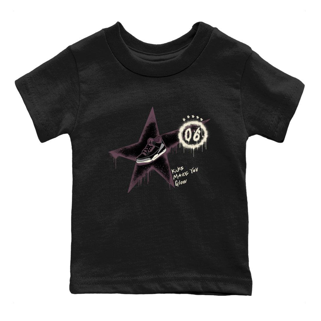 Kicks Make You Glow snkmatch Tees Kids - Air Jordan 3 A Ma Maniere x Black