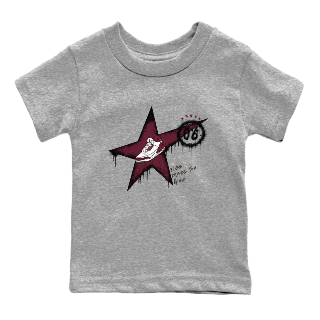 Kicks Make You Glow snkmatch Tees Kids - Air Jordan 3 A Ma Maniere x Burgundy Crush