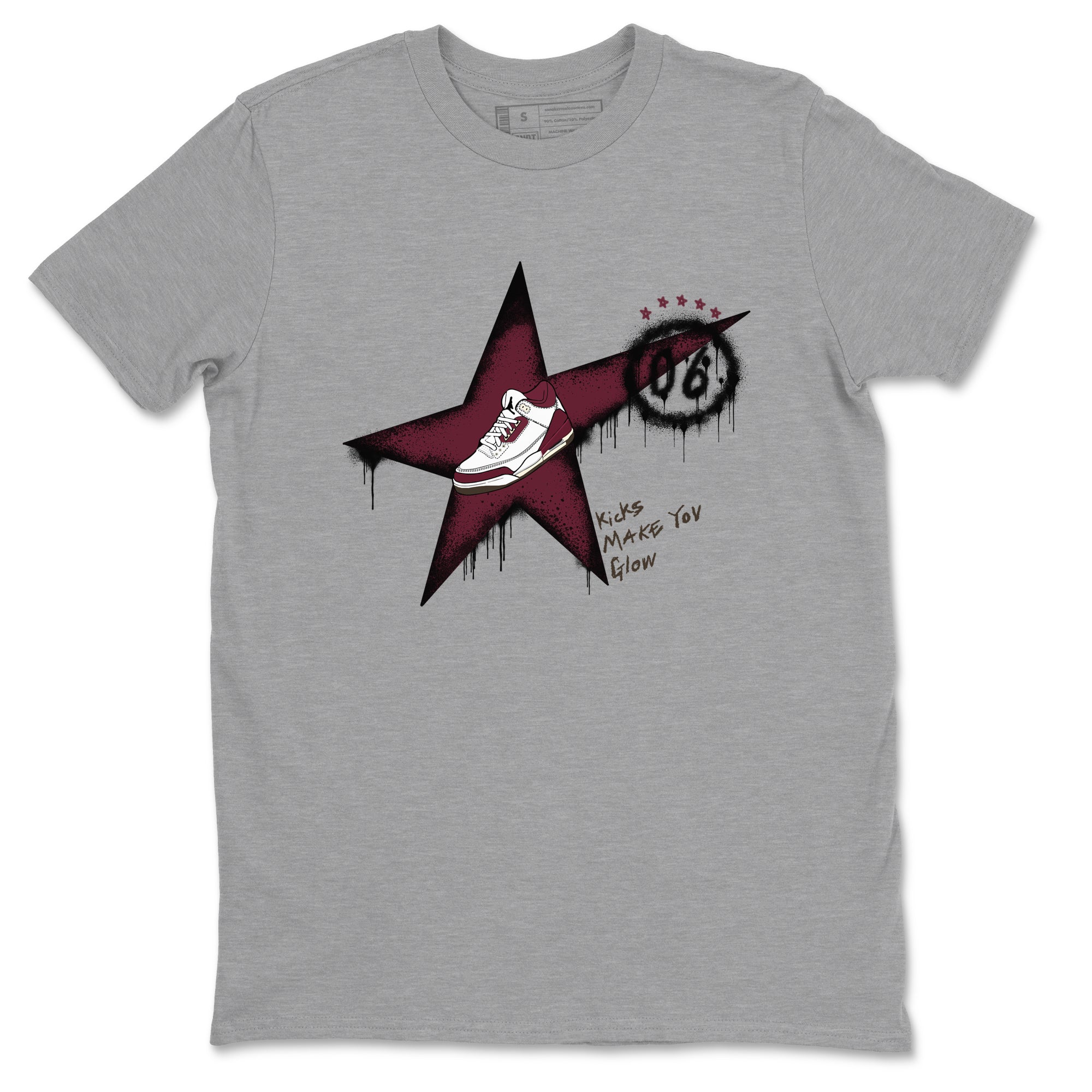 Kicks Make You Glow snkmatch Tees - Air Jordan 3 A Ma Maniere x Burgundy Crush