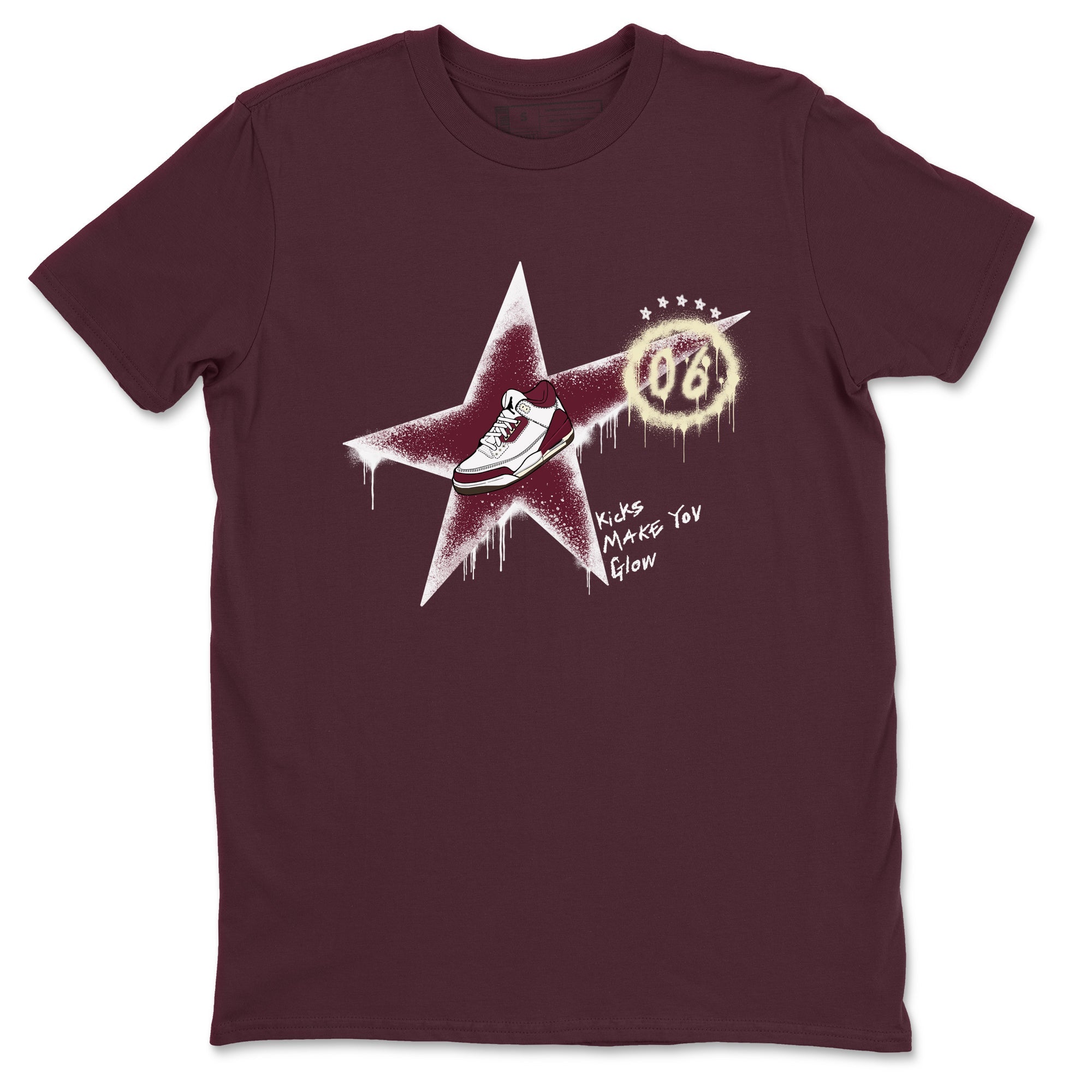 Kicks Make You Glow snkmatch Tees - Air Jordan 3 A Ma Maniere x Burgundy Crush