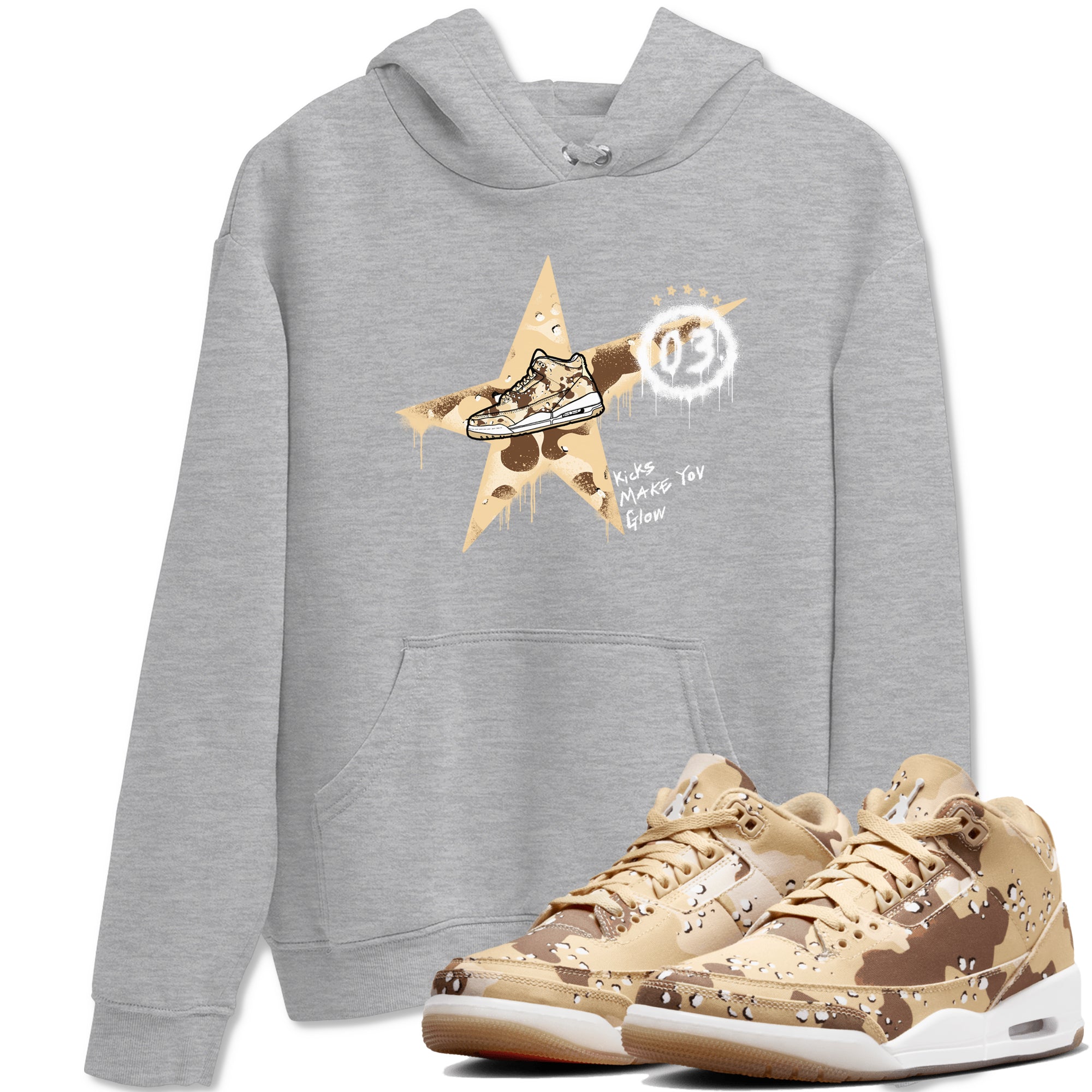 Kicks Make You Glow snkmatch Tees - Air Jordan 3 Desert Camo