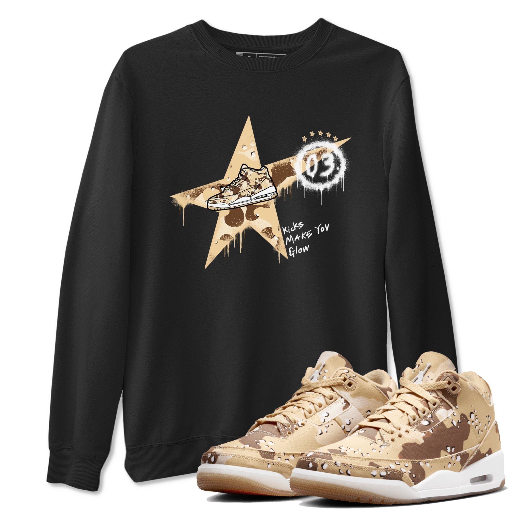 Kicks Make You Glow snkmatch Tees - Air Jordan 3 Desert Camo