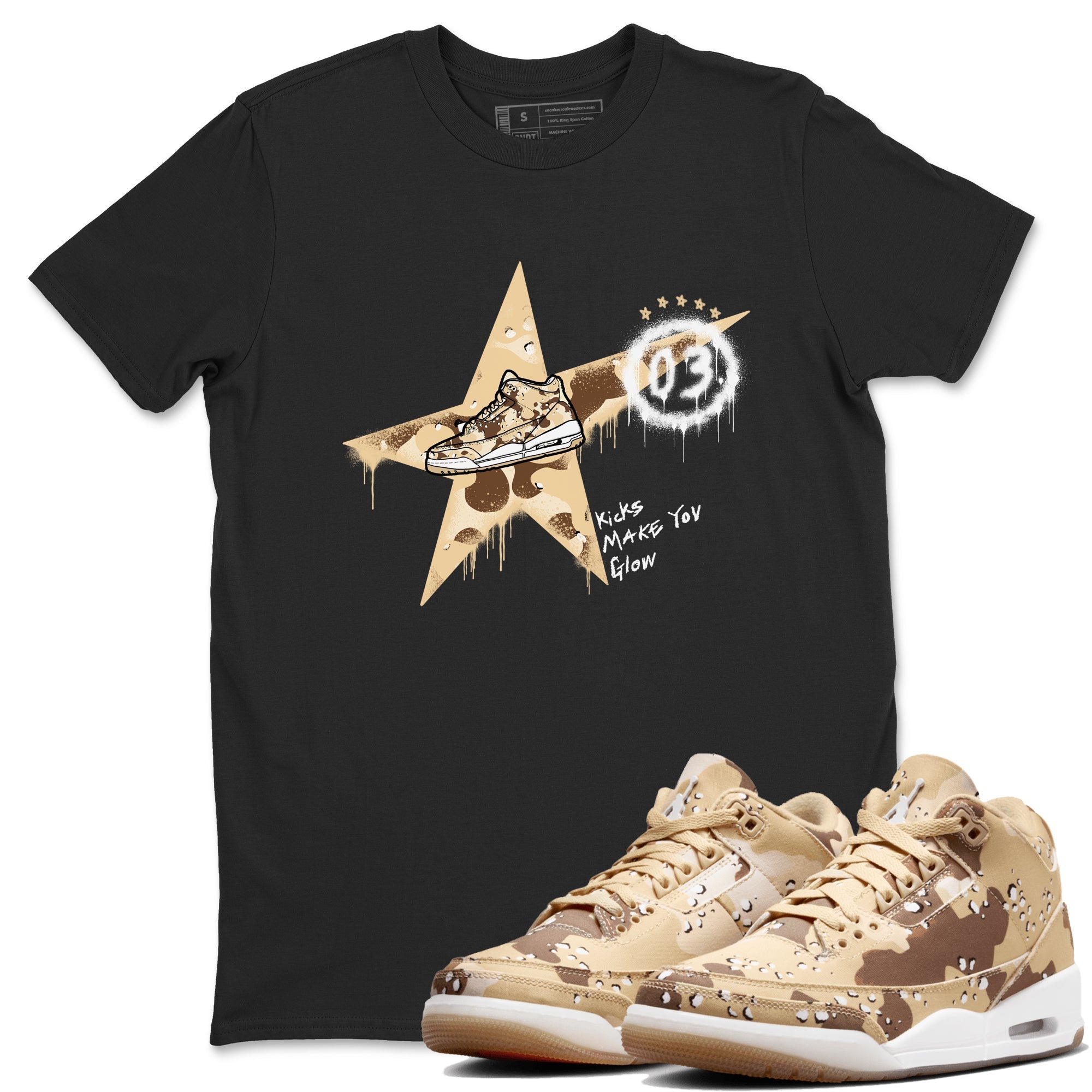 Kicks Make You Glow snkmatch Tees - Air Jordan 3 Desert Camo