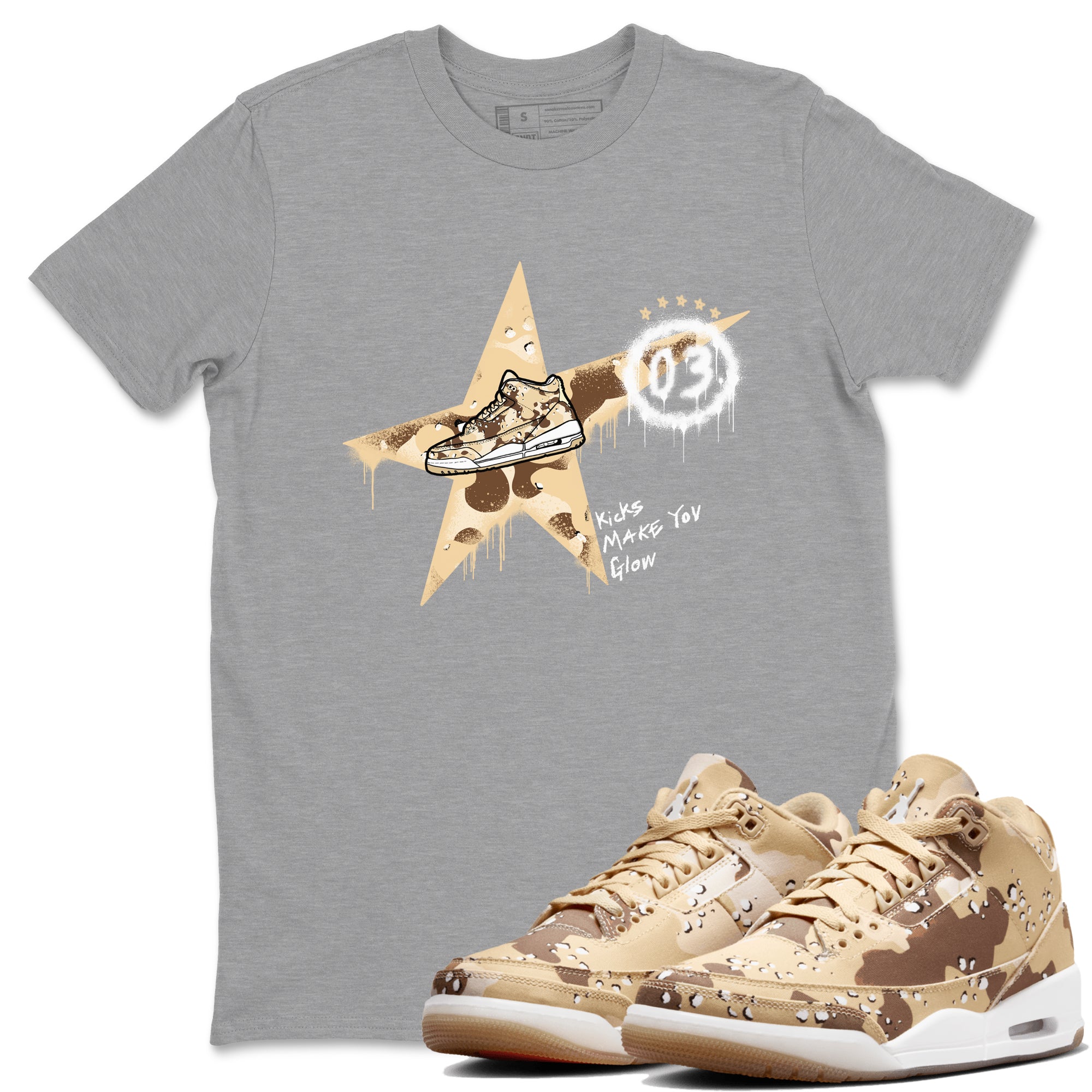 Kicks Make You Glow snkmatch Tees - Air Jordan 3 Desert Camo