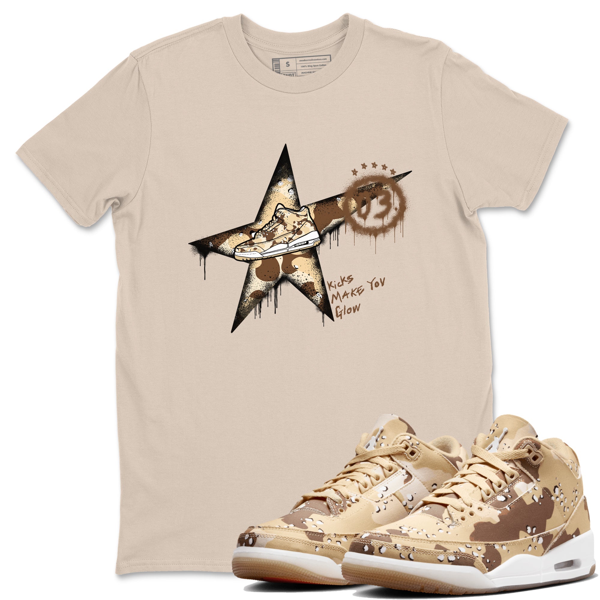 Kicks Make You Glow snkmatch Tees - Air Jordan 3 Desert Camo